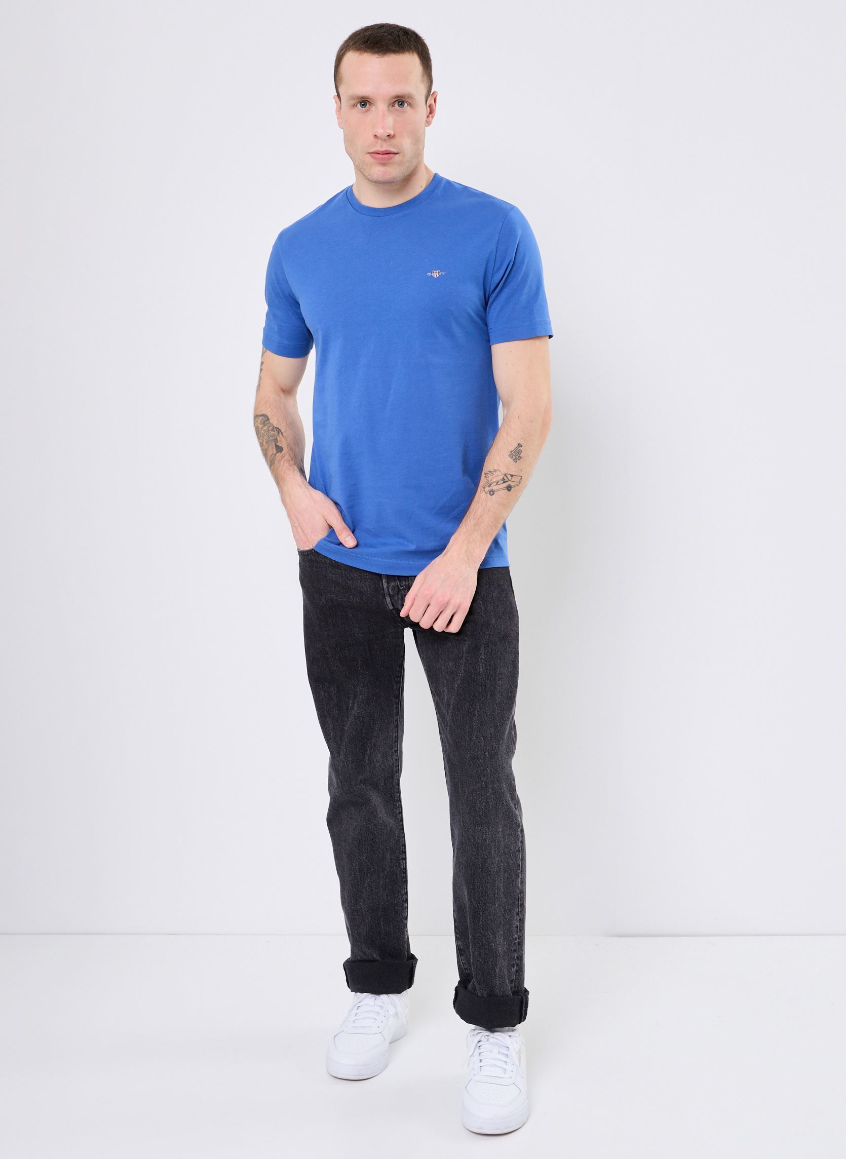 Tee-shirts manches courtes Reg Shield Ss T-Shirt homme bleu GANT Tee-shirts manches courtes Reg Shield Ss T-Shirt homme bleu BLEU ARMEE