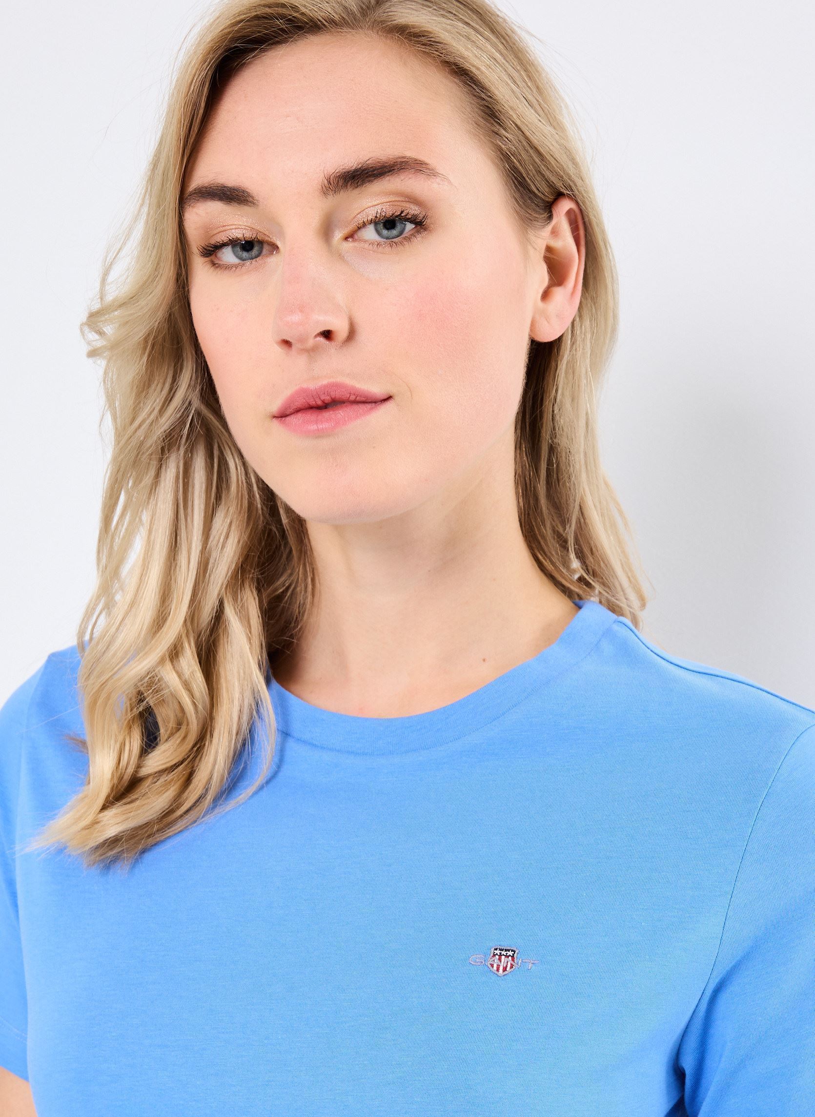 GANT REG SHIELD SS - T-shirts - dove blue/blå
