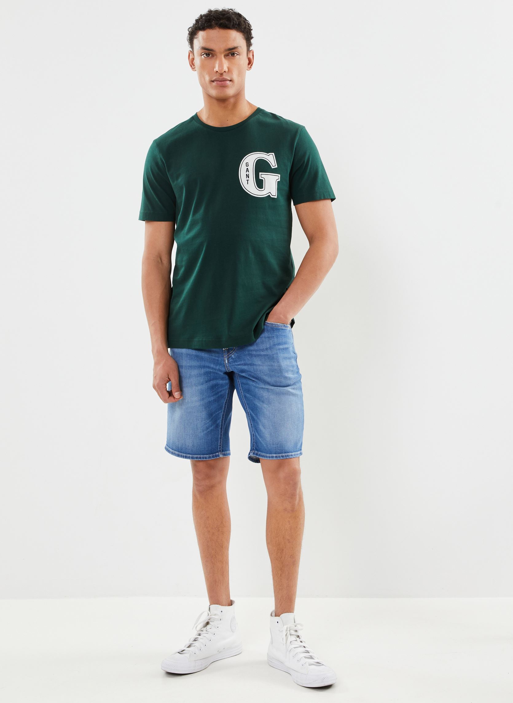 Tee-shirts manches courtes G Graphic T-Shirt homme vert GANT Tee-shirts manches courtes G Graphic T-Shirt homme vert TARTAN GREEN