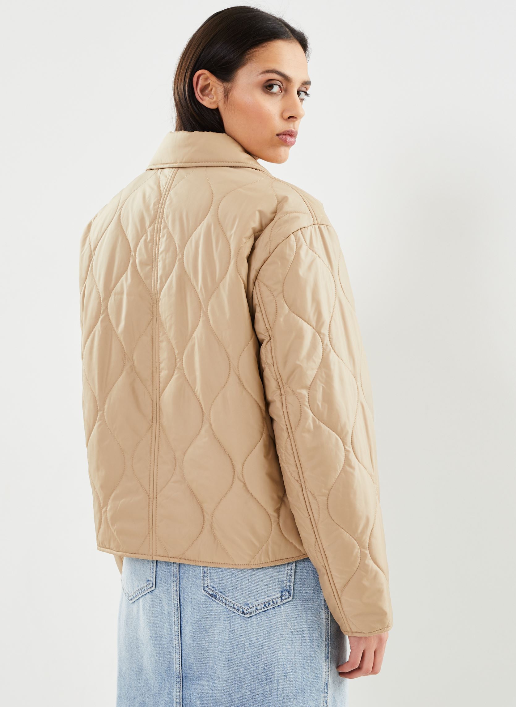 Blousons Quilted Collared Jacket femme beige GANT Blousons Quilted Collared Jacket femme beige DARK KHAKI