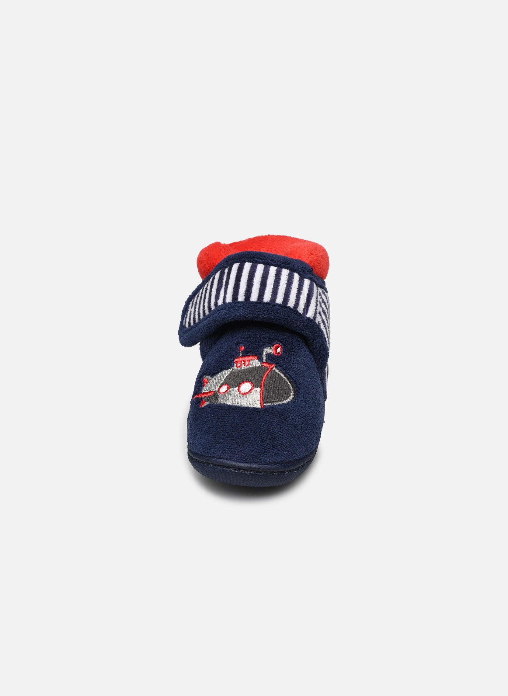 Hausschuhe Bottillons velcro en micro-éponge jungen blau Isotoner Hausschuhe Bottillons velcro en micro-éponge jungen blau MARINE