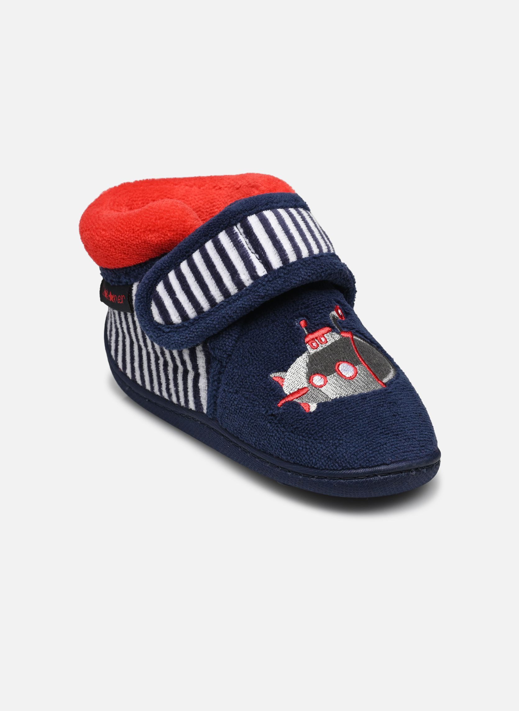Hausschuhe Bottillons velcro en micro-éponge jungen blau Isotoner Hausschuhe Bottillons velcro en micro-éponge jungen blau MARINE
