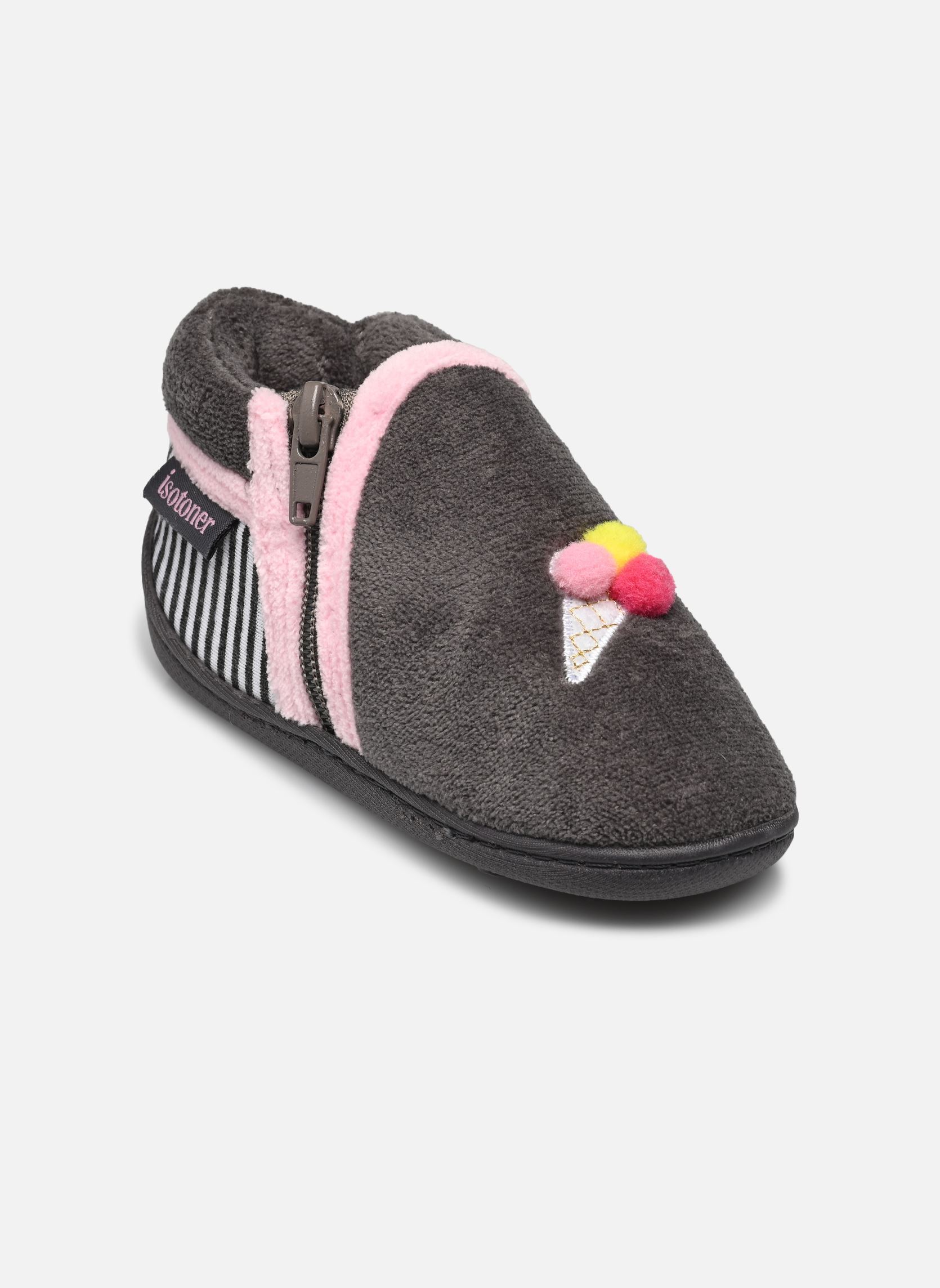 Hausschuhe Bottillons zip en micro-éponge W mädchen grau Isotoner Hausschuhe Bottillons zip en micro-éponge W mädchen grau GRIS