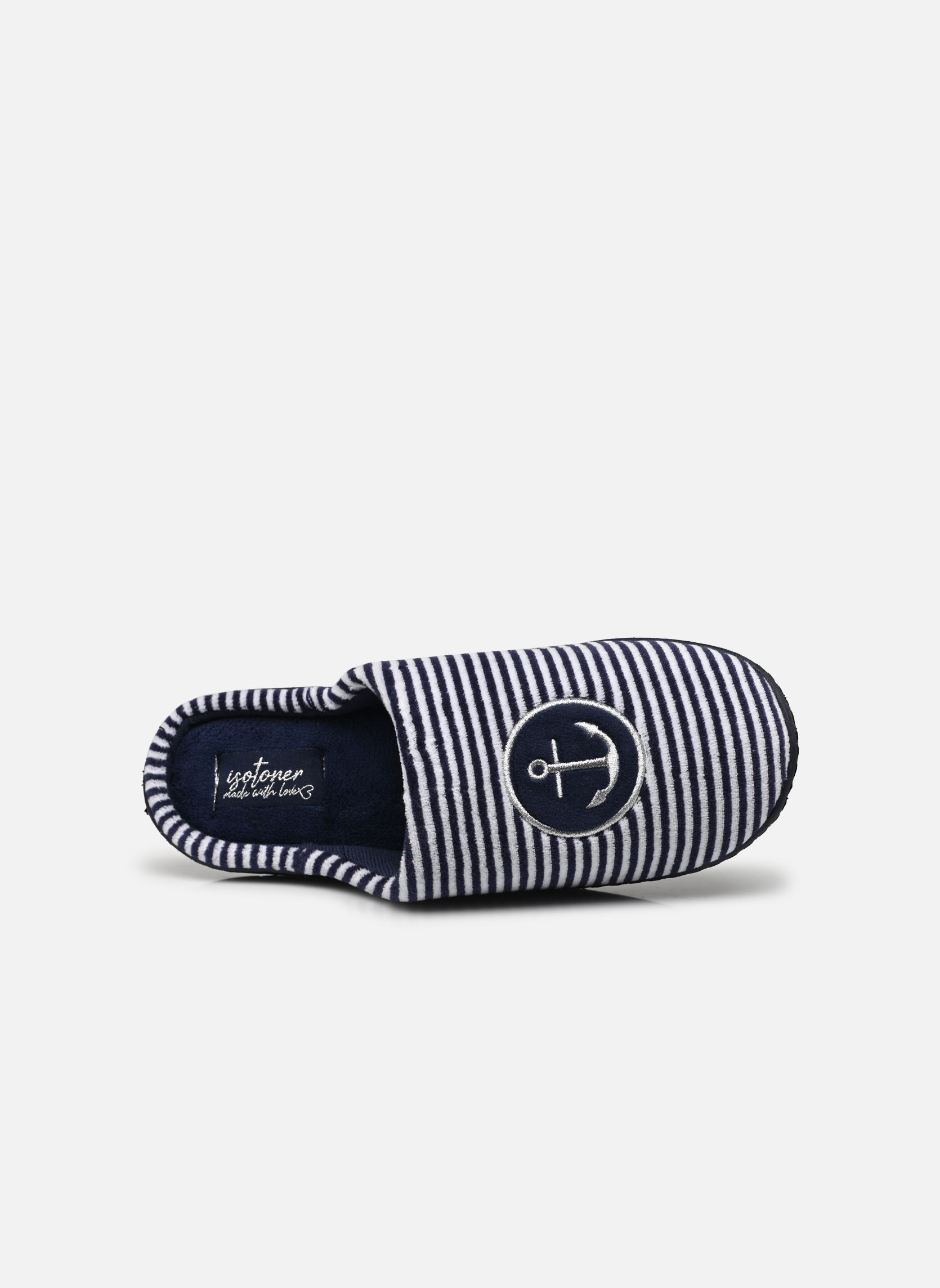 Hausschuhe Mules en velours semelle ergonomique mädchen blau Isotoner Hausschuhe Mules en velours semelle ergonomique mädchen blau RAYURES