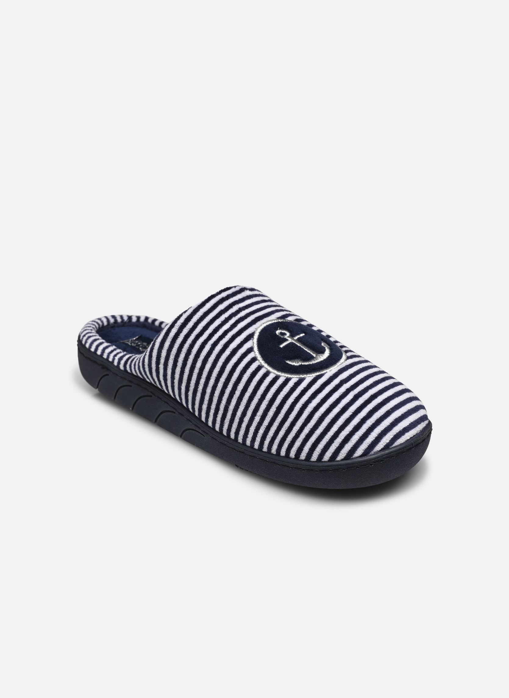 Hausschuhe Mules en velours semelle ergonomique mädchen blau Isotoner Hausschuhe Mules en velours semelle ergonomique mädchen blau RAYURES