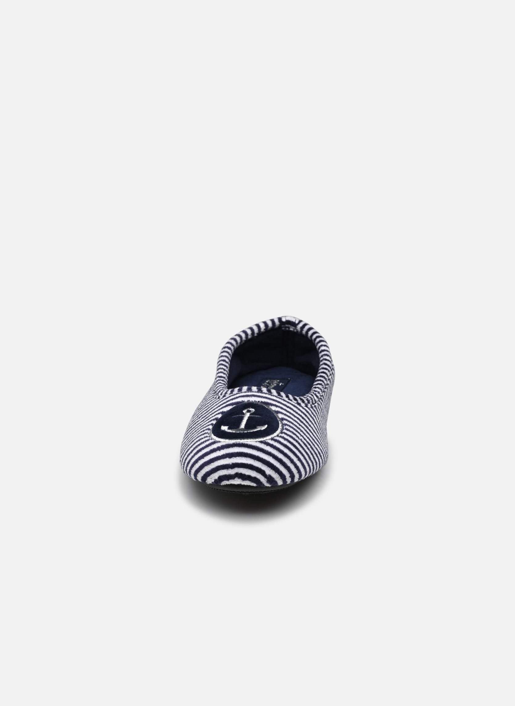Chaussons Ballerines en velours fille bleu Isotoner Chaussons Ballerines en velours fille bleu RAYURES