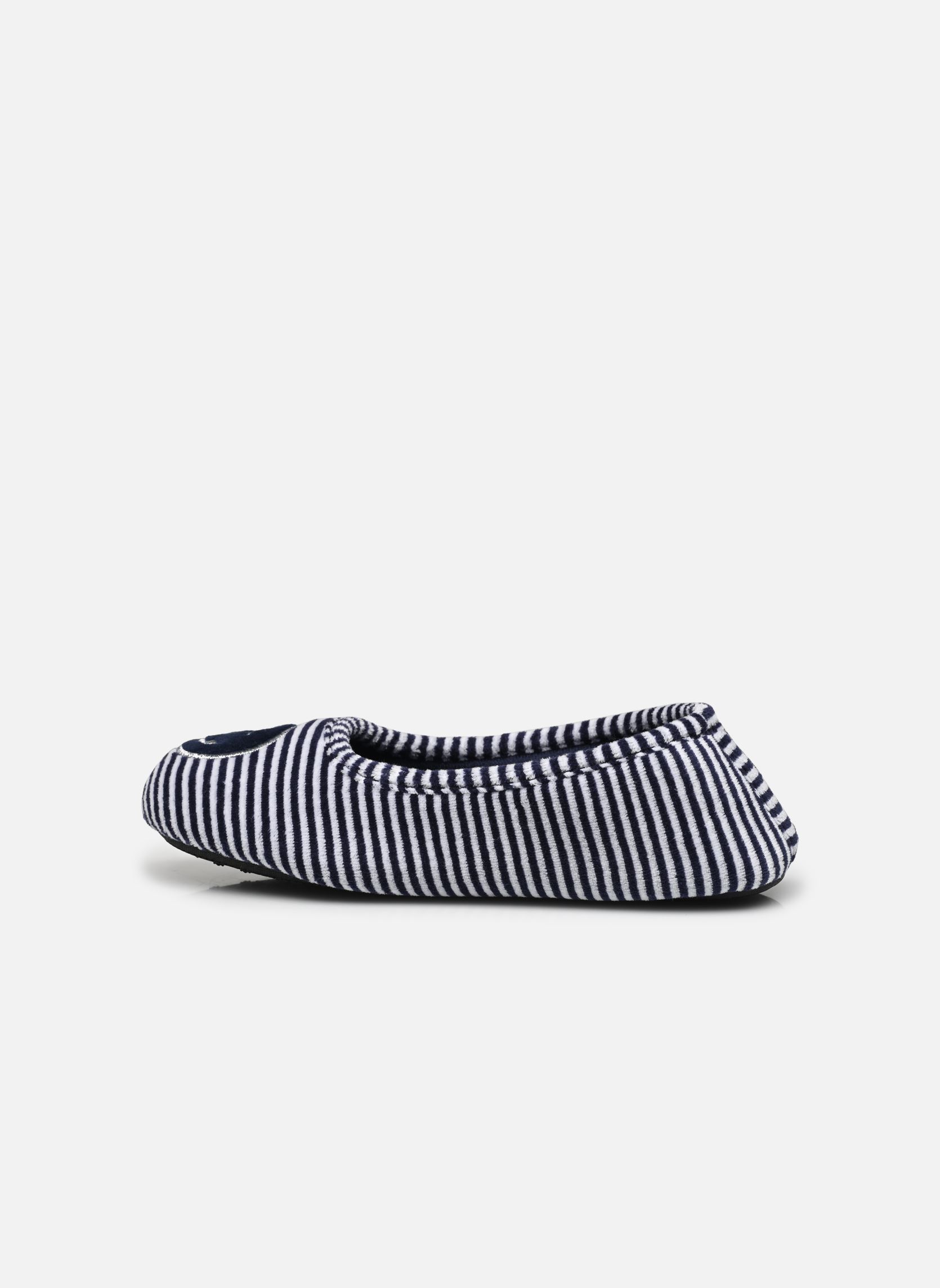 Chaussons Ballerines en velours fille bleu Isotoner Chaussons Ballerines en velours fille bleu RAYURES
