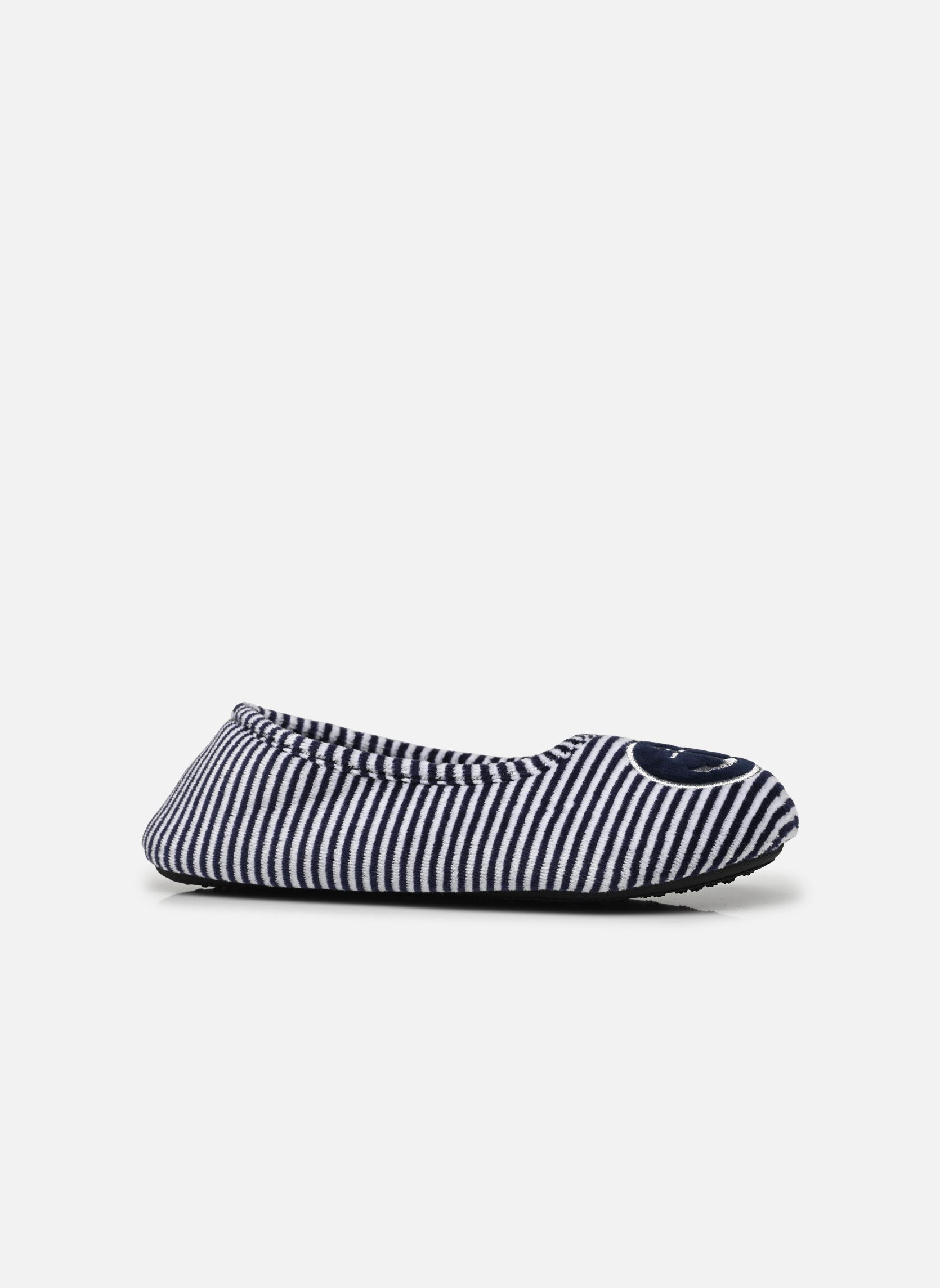 Chaussons Ballerines en velours fille bleu Isotoner Chaussons Ballerines en velours fille bleu RAYURES