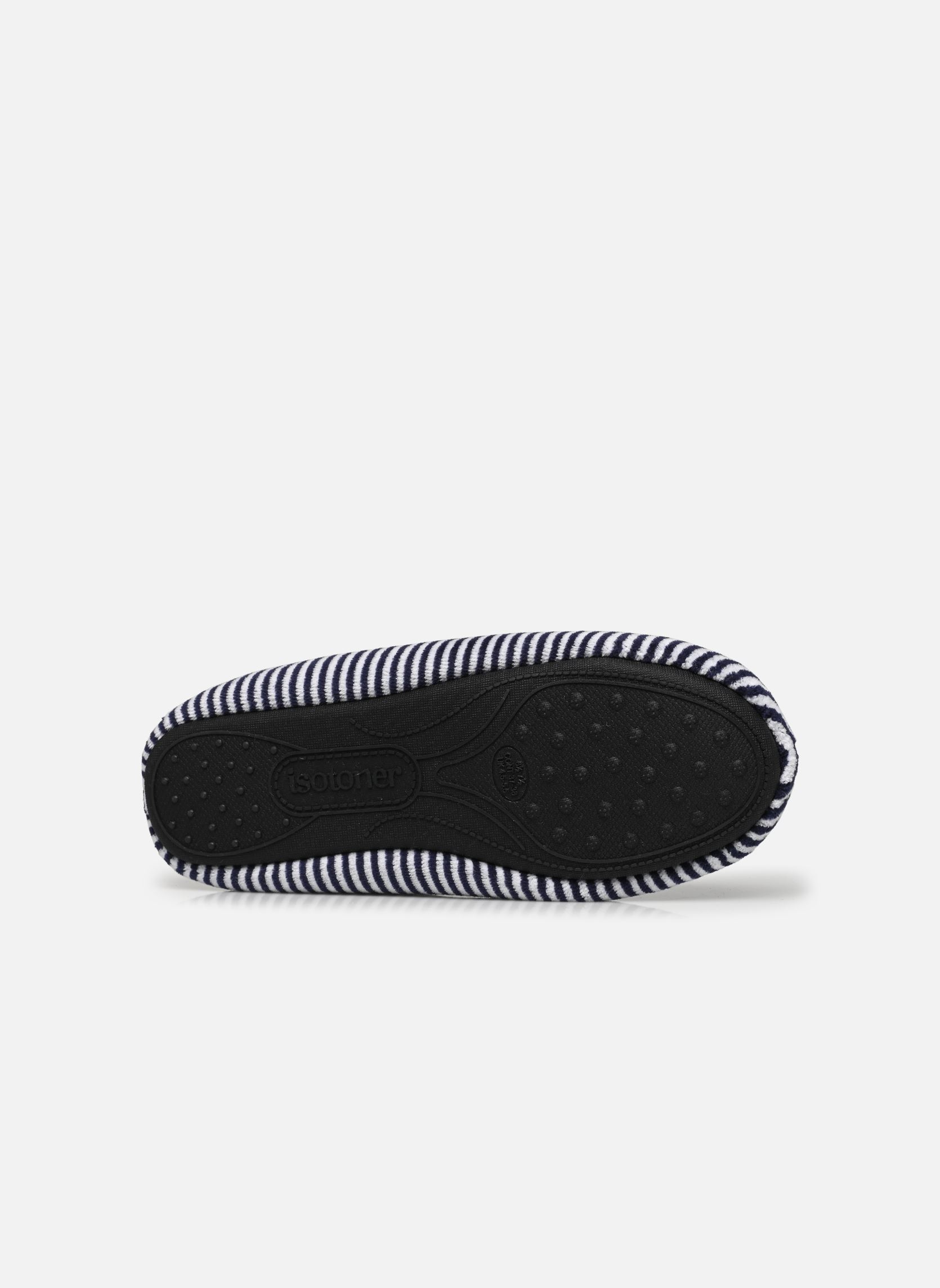 Chaussons Ballerines en velours fille bleu Isotoner Chaussons Ballerines en velours fille bleu RAYURES
