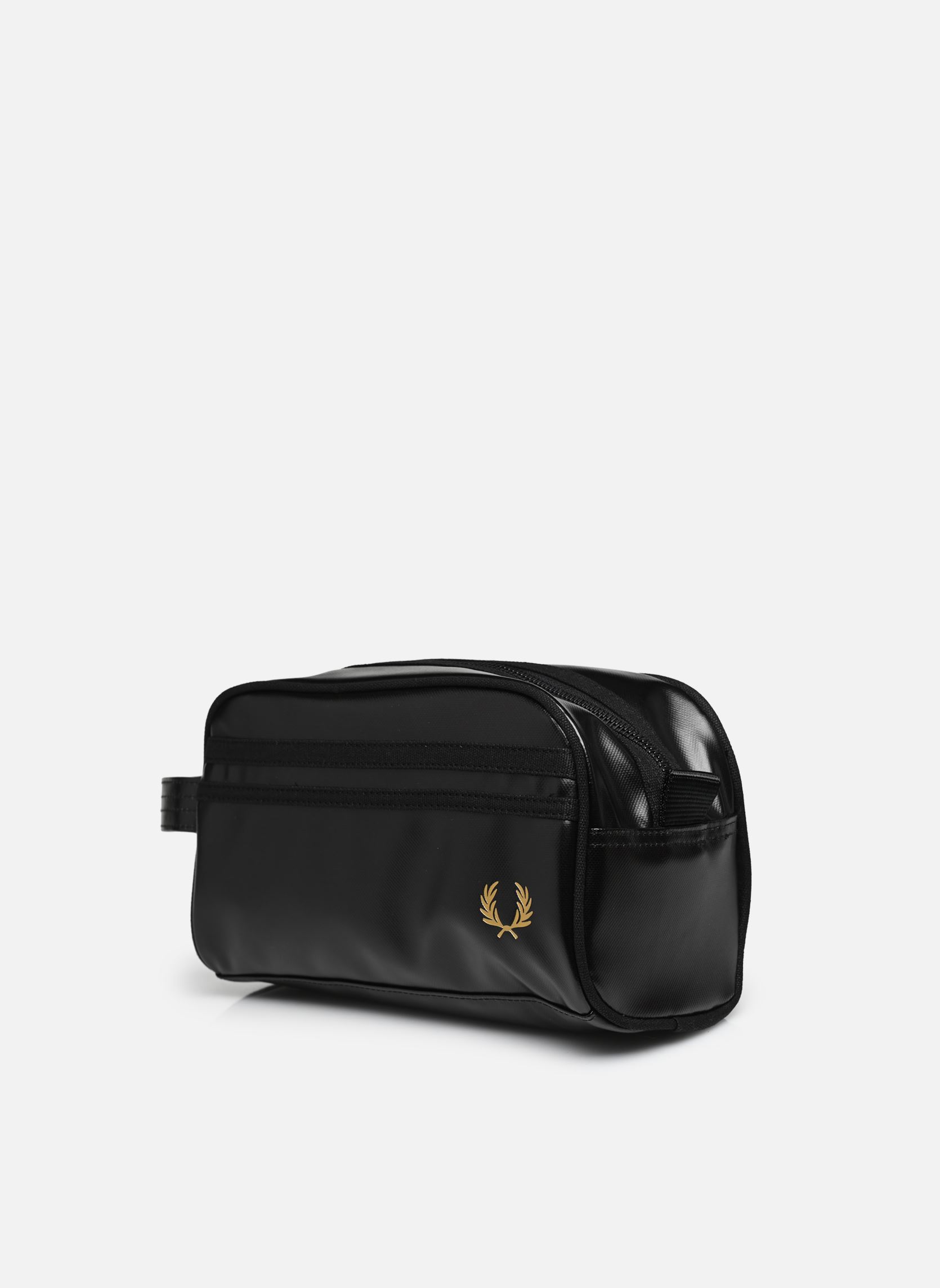 Sacs de voyage COATED POLYESTER WASH BAG homme or et bronze Fred Perry Sacs de voyage COATED POLYESTER WASH BAG homme or et bronze BLACK/GOLD