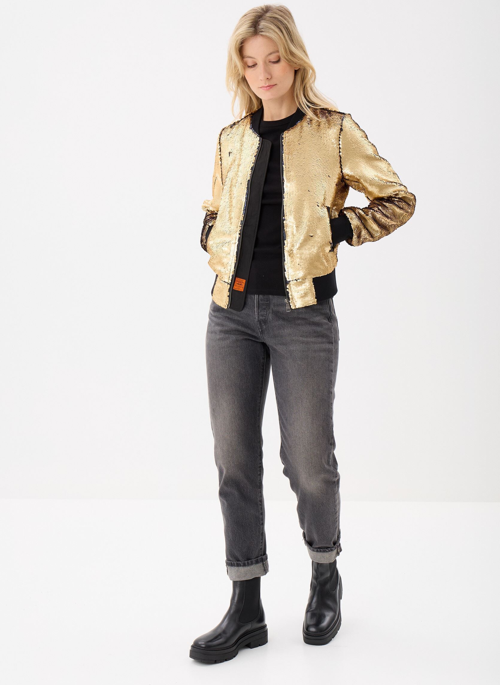 Blousons Glitter Women femme or et bronze Bombers Original Blousons Glitter Women femme or et bronze GOLD