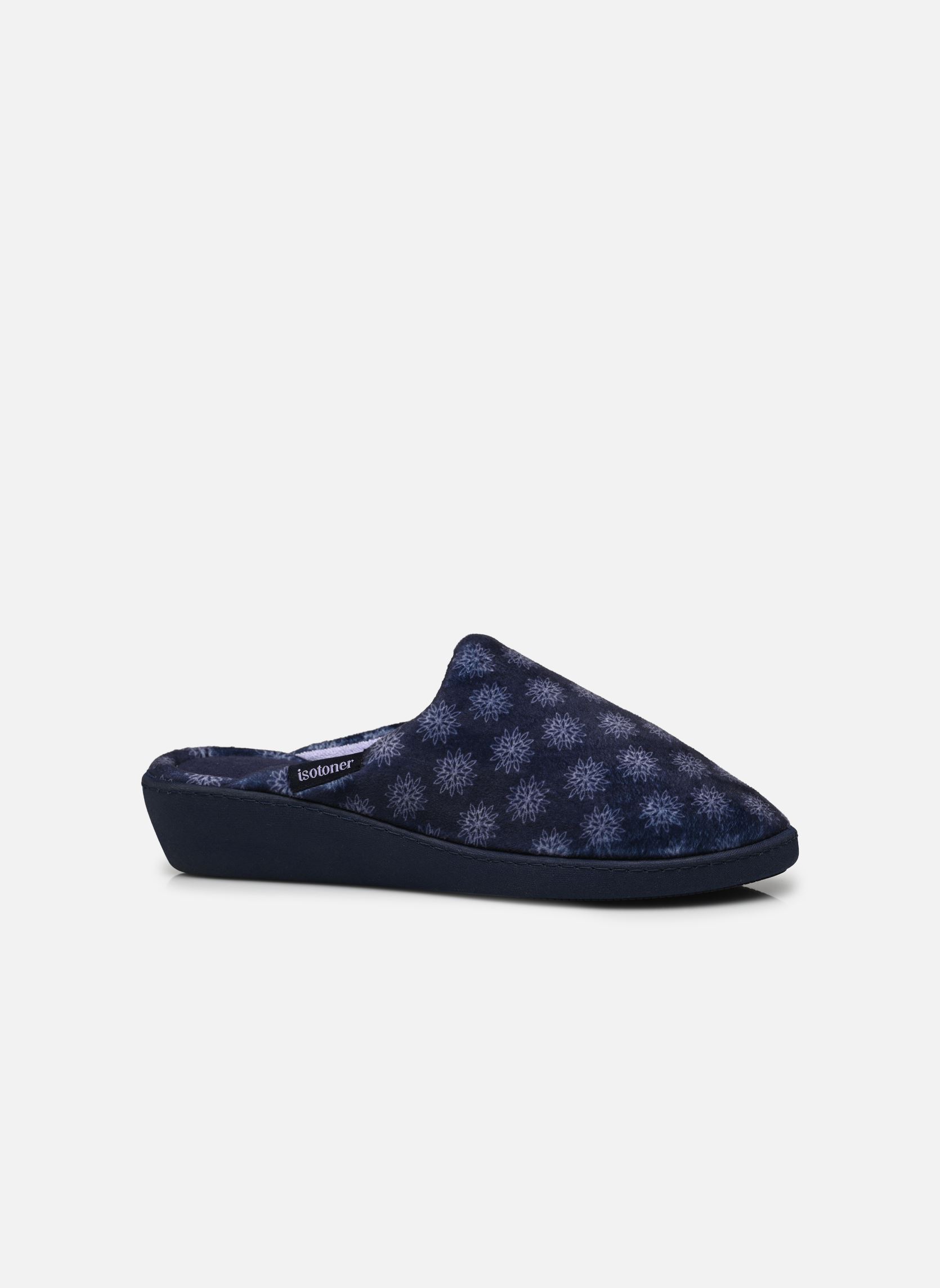 Chaussons Mules en velours ultra doux talon 4 cm s femme bleu Isotoner Chaussons Mules en velours ultra doux talon 4 cm s femme bleu MARINE