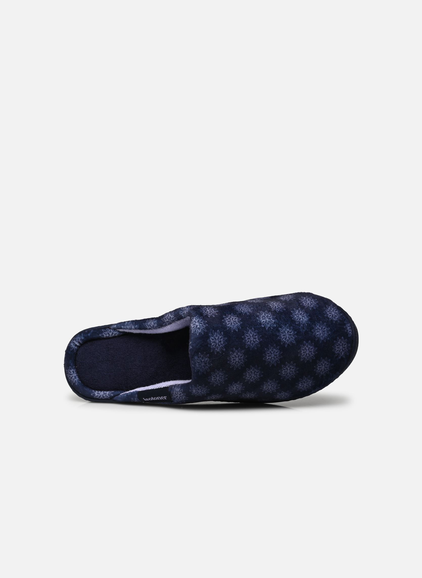 Chaussons Mules en velours ultra doux talon 4 cm s femme bleu Isotoner Chaussons Mules en velours ultra doux talon 4 cm s femme bleu MARINE