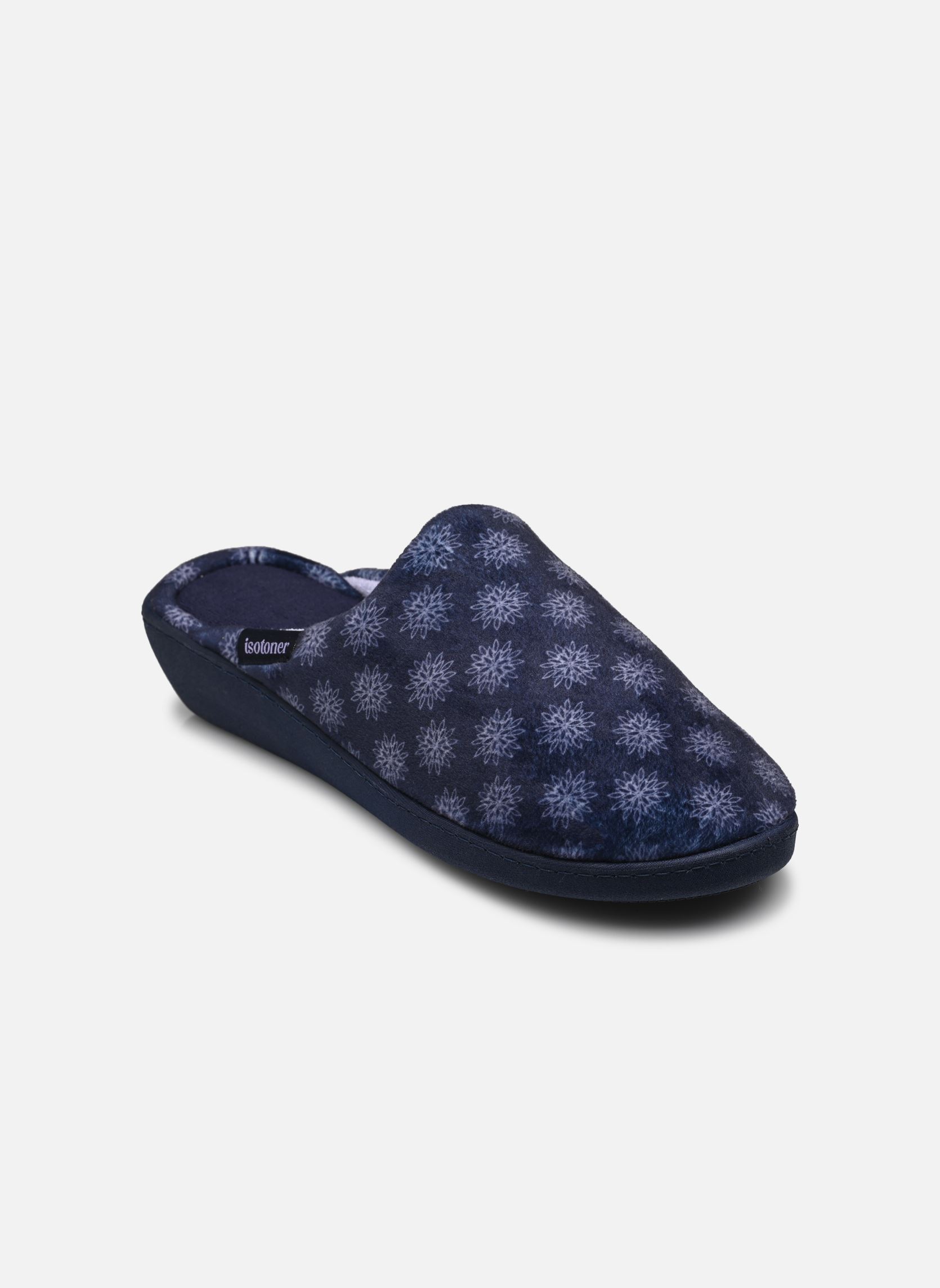 Chaussons Mules en velours ultra doux talon 4 cm s femme bleu Isotoner Chaussons Mules en velours ultra doux talon 4 cm s femme bleu MARINE
