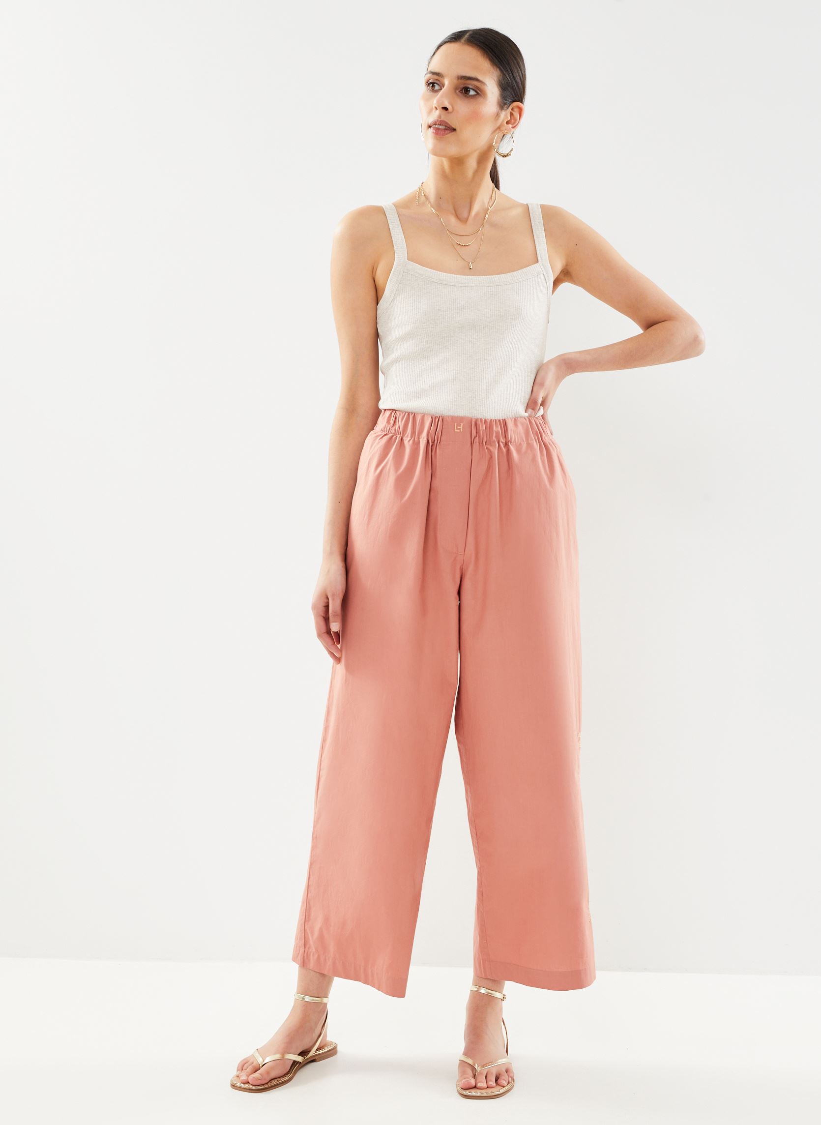 Pantalons larges Party TC129 Brd femme rose Leon & Harper Pantalons larges Party TC129 Brd femme rose BLUSH