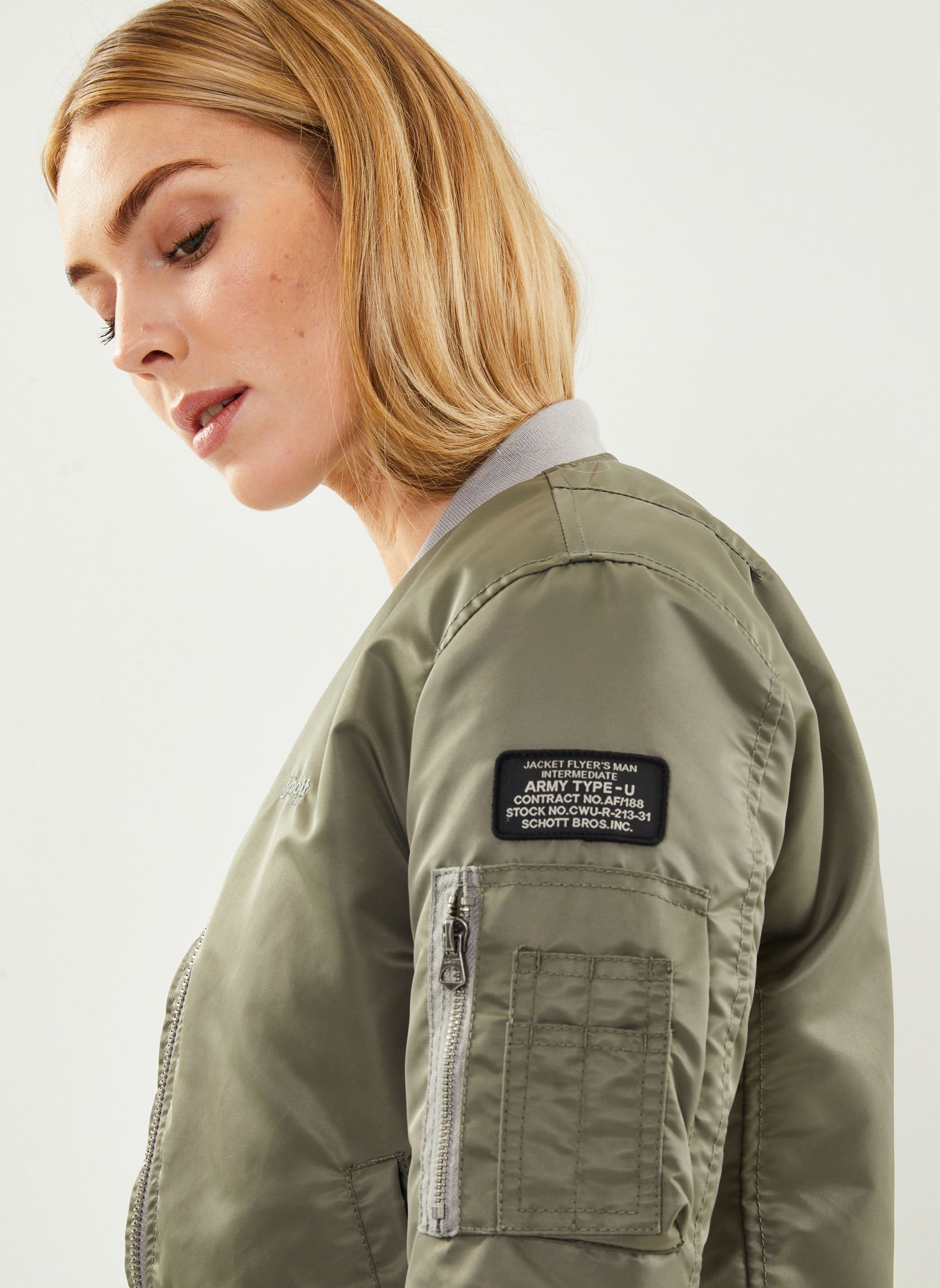 Blousons Bomber Femme-AIRFORCEWRS femme vert Schott Blousons Bomber Femme-AIRFORCEWRS femme vert SAGE KAKI