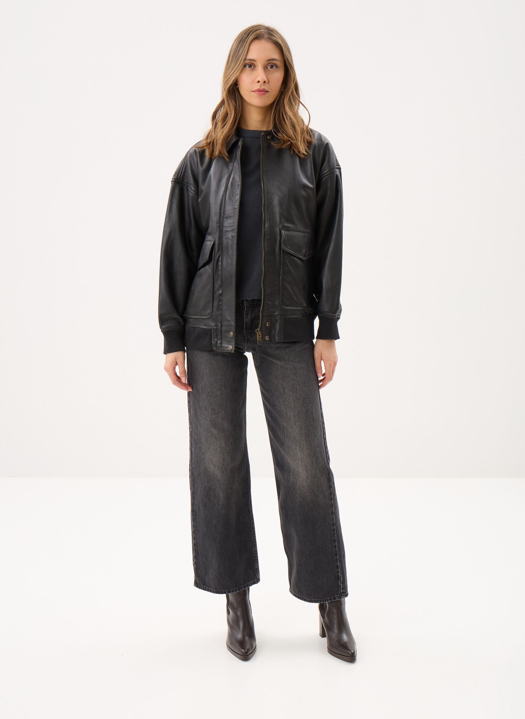 Leren jassen Blouson Pilote Cuir-LCWDAISY dames zwart Schott Leren jassen Blouson Pilote Cuir-LCWDAISY dames zwart BLACK