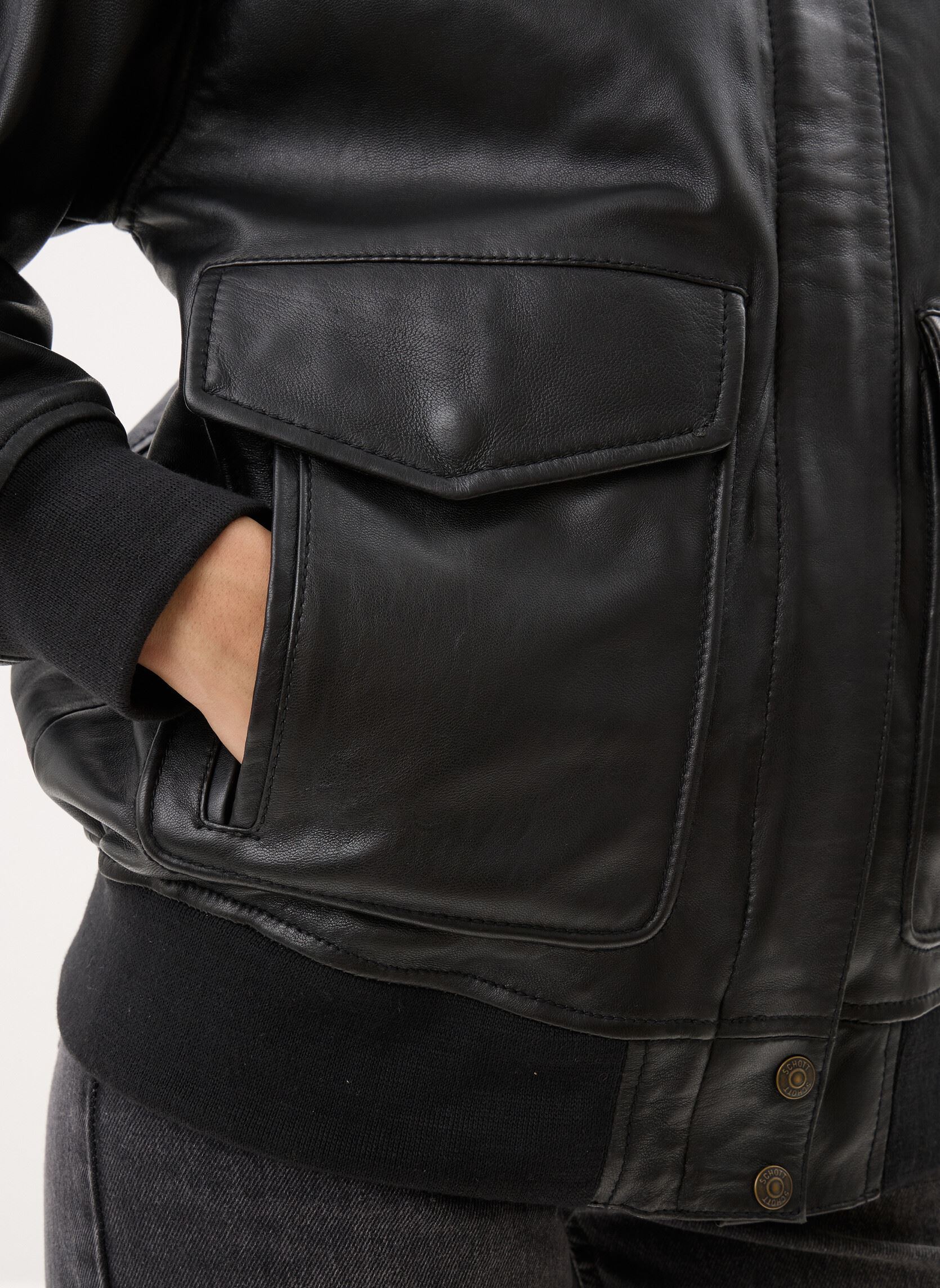 Leren jassen Blouson Pilote Cuir-LCWDAISY dames zwart Schott Leren jassen Blouson Pilote Cuir-LCWDAISY dames zwart BLACK