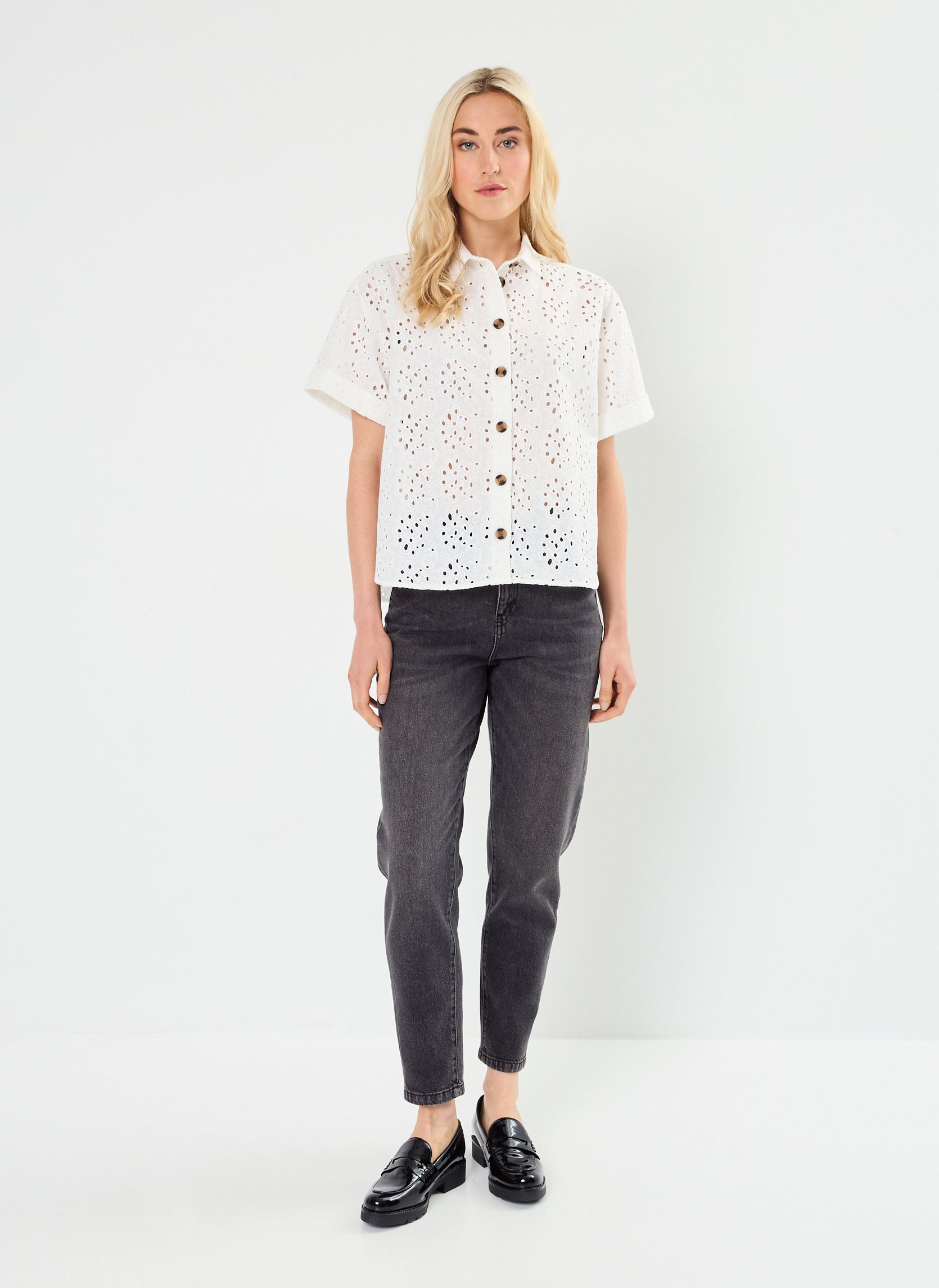 Chemises manches courtes CMARIA broderie anglaise femme blanc Georgia Rose Chemises manches courtes CMARIA broderie anglaise femme blanc ECRU