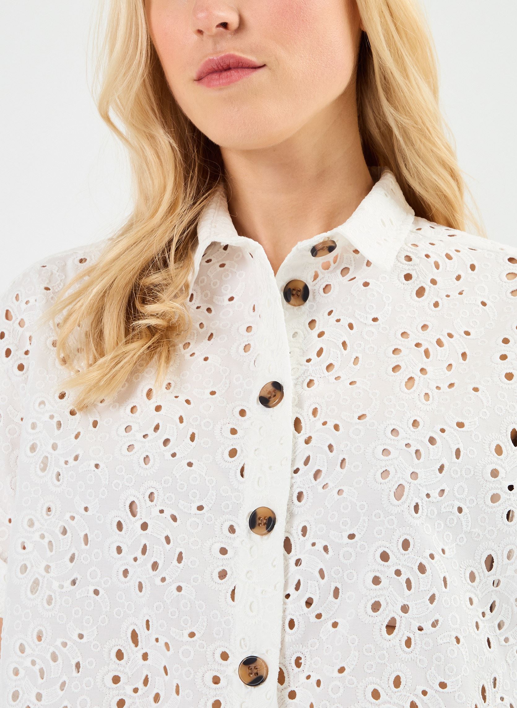 Chemises manches courtes CMARIA broderie anglaise femme blanc Georgia Rose Chemises manches courtes CMARIA broderie anglaise femme blanc ECRU