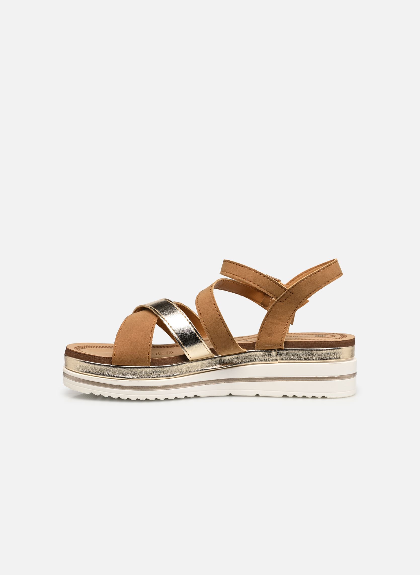 Sandali con zeppa e plateau TX5024 donna marrone Divine Factory Sandali con zeppa e plateau TX5024 donna marrone CamelOr