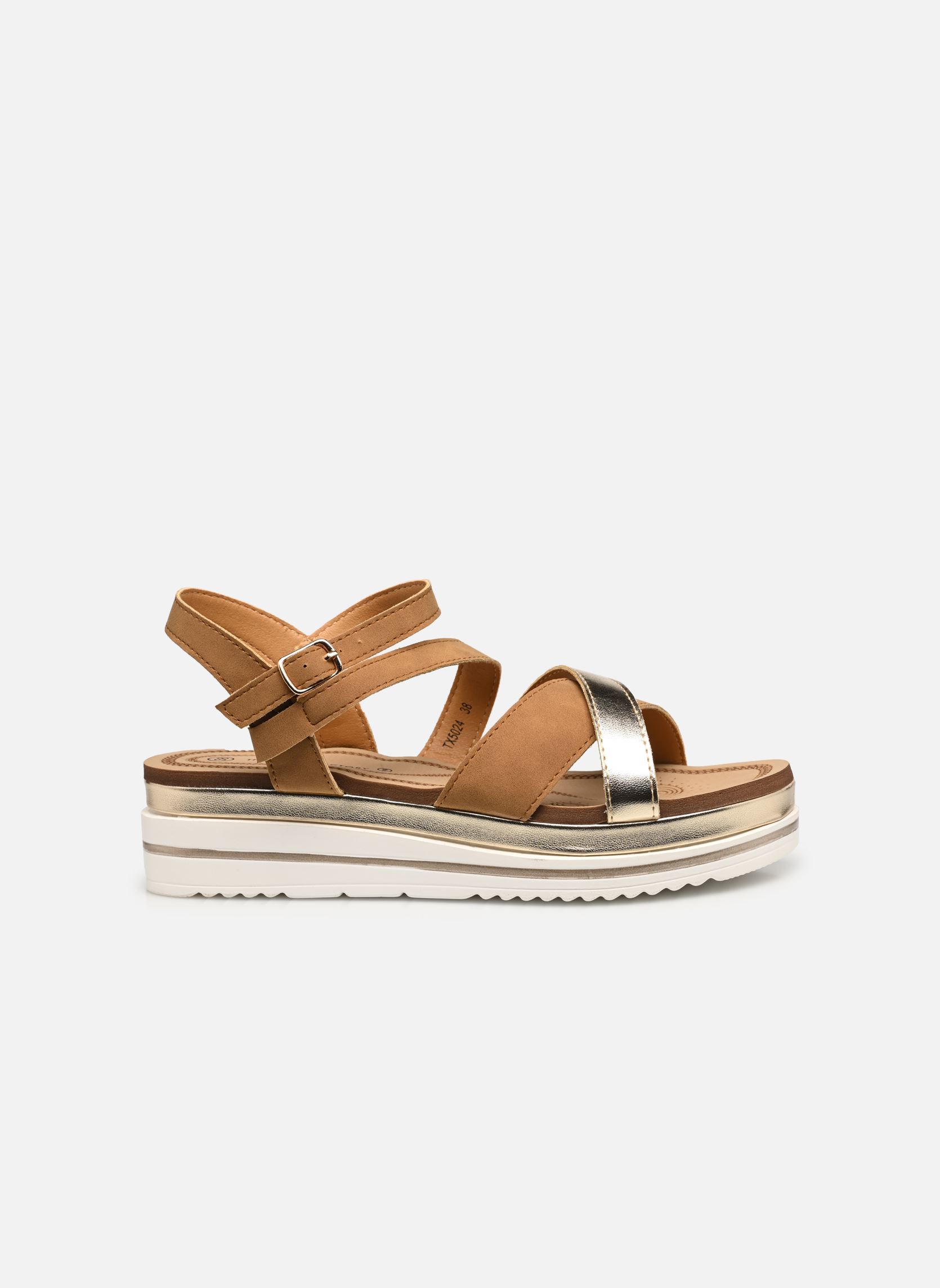 Sandali con zeppa e plateau TX5024 donna marrone Divine Factory Sandali con zeppa e plateau TX5024 donna marrone CamelOr