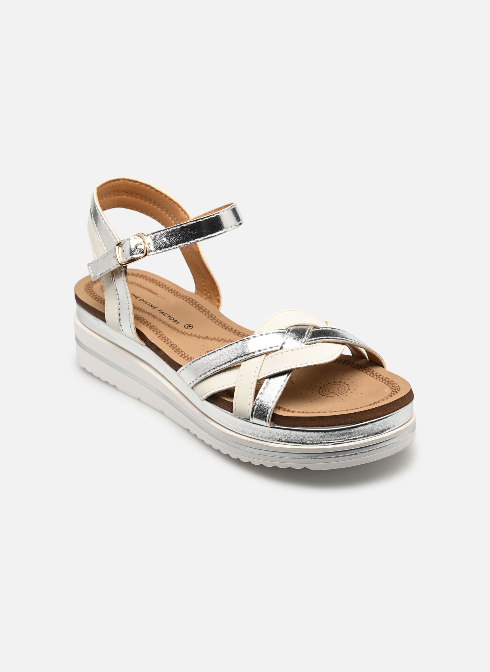 Keil- und Plateausandalen TX5023 damen silber Divine Factory Keil- und Plateausandalen TX5023 damen silber BlancArg