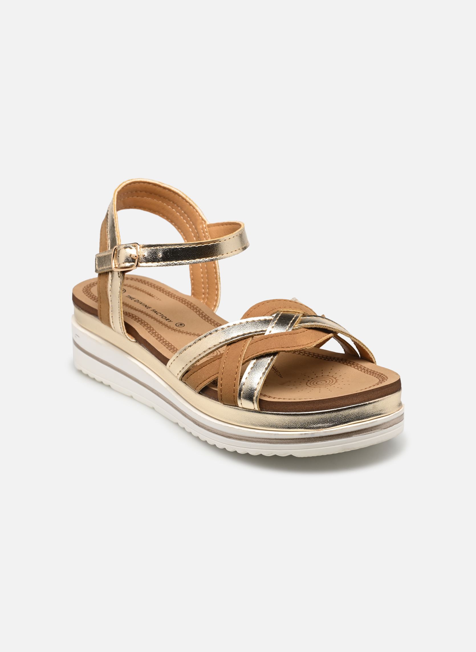Keil- und Plateausandalen TX5023 damen braun Divine Factory Keil- und Plateausandalen TX5023 damen braun CamelOr