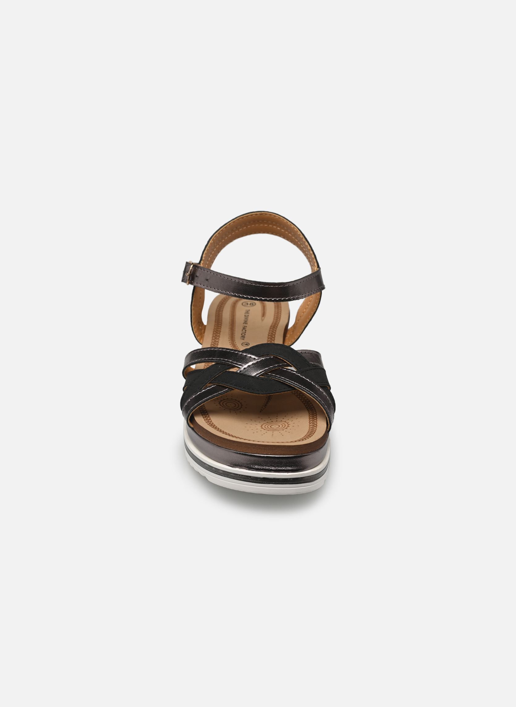 Sandales compensées et plateformes TX5023 femme noir Divine Factory Sandales compensées et plateformes TX5023 femme noir noir/etain