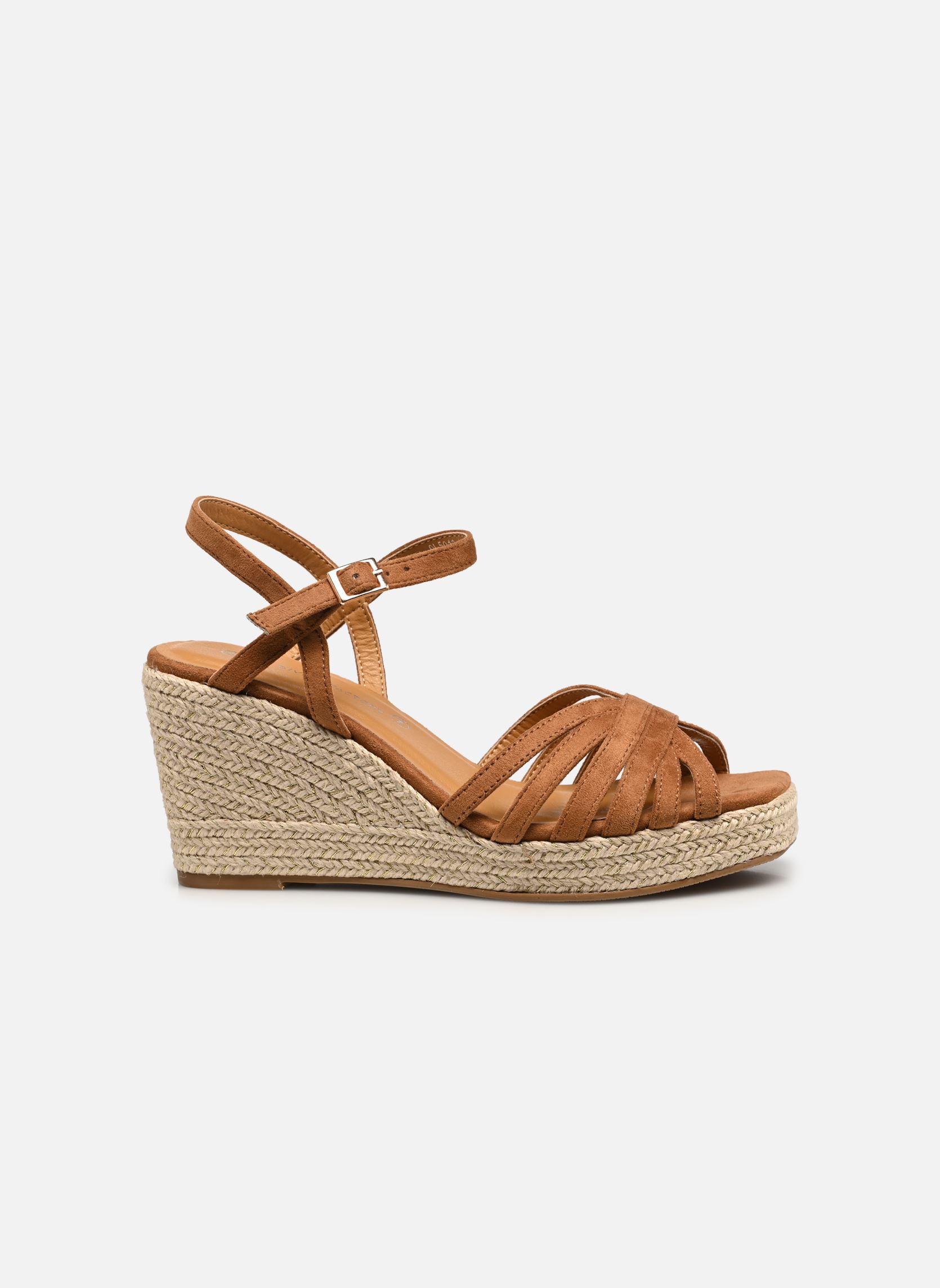 Sandales compensées et plateformes QL5012 femme marron Divine Factory Sandales compensées et plateformes QL5012 femme marron Camel