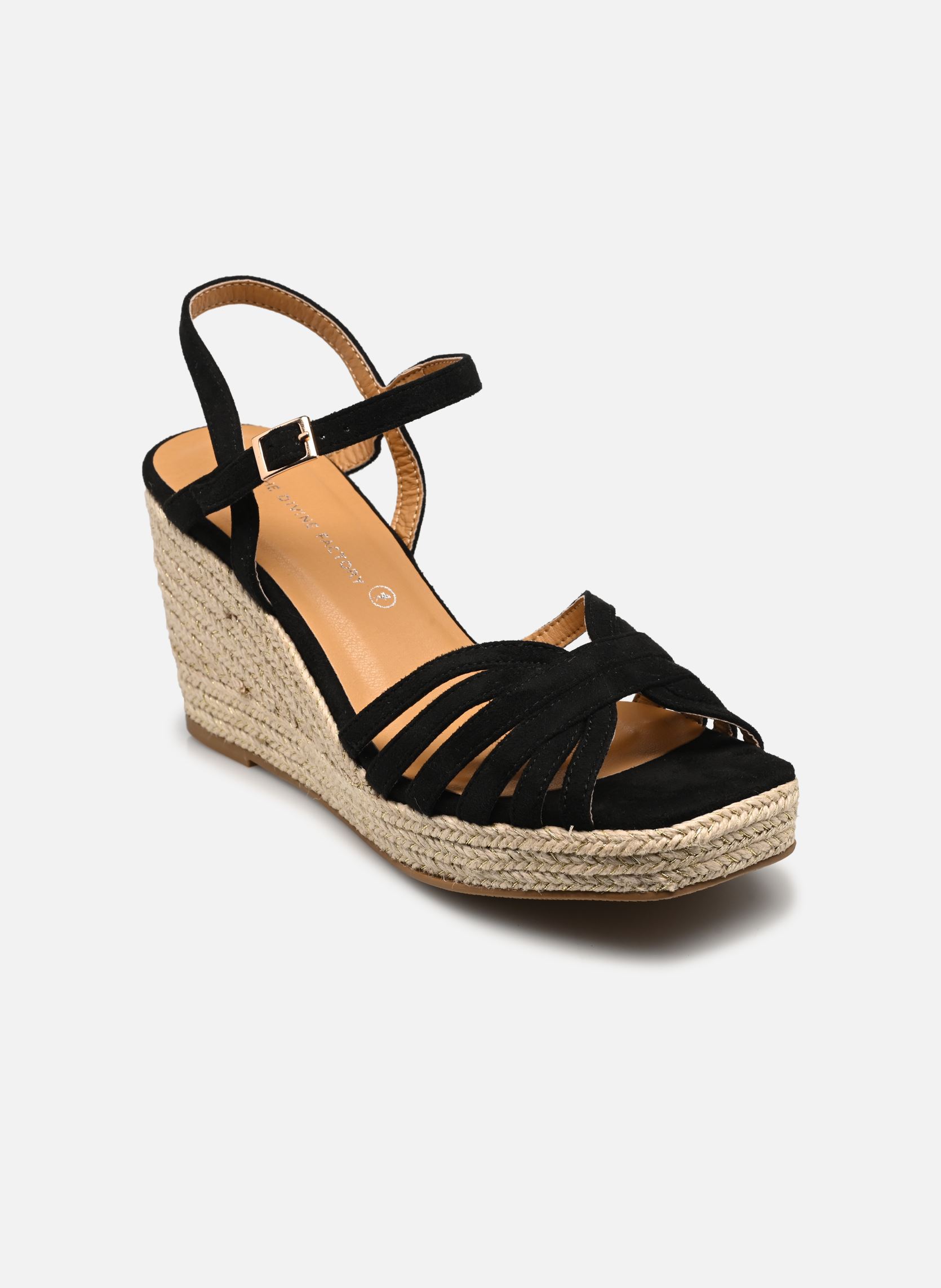 Sandales compensées et plateformes QL5012 femme noir Divine Factory Sandales compensées et plateformes QL5012 femme noir Noir