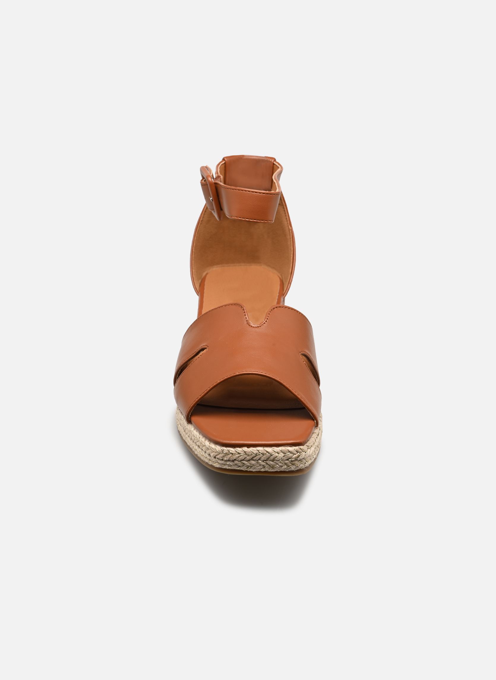 Sandalias y plataformas de cuña QL5008 mujer marrón Divine Factory Sandalias y plataformas de cuña QL5008 mujer marrón Camel