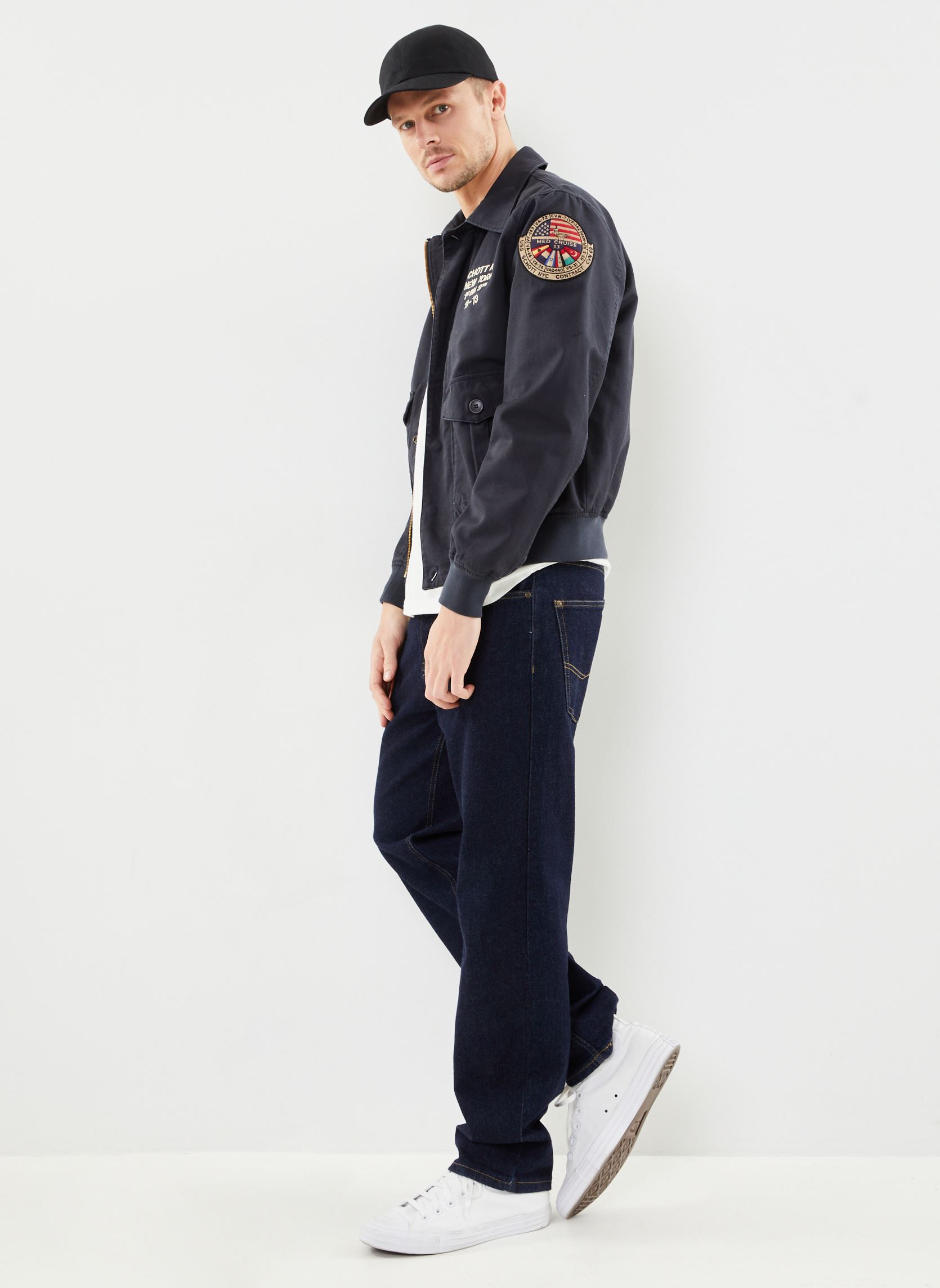 Giubbotti Blouson Pilote Zippe Brode Dos Schott. uomo blu Schott Giubbotti Blouson Pilote Zippe Brode Dos Schott. uomo blu NAVY