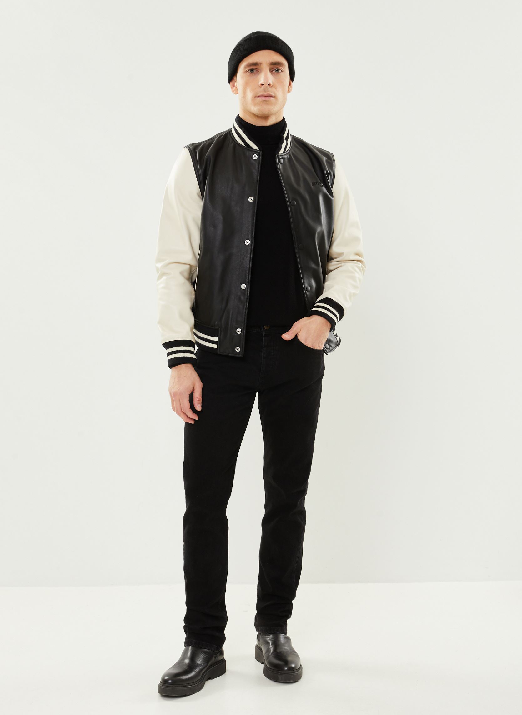 Blousons Teddy Bicolor Schott homme noir Schott Blousons Teddy Bicolor Schott homme noir BLACK / OFF-WHI