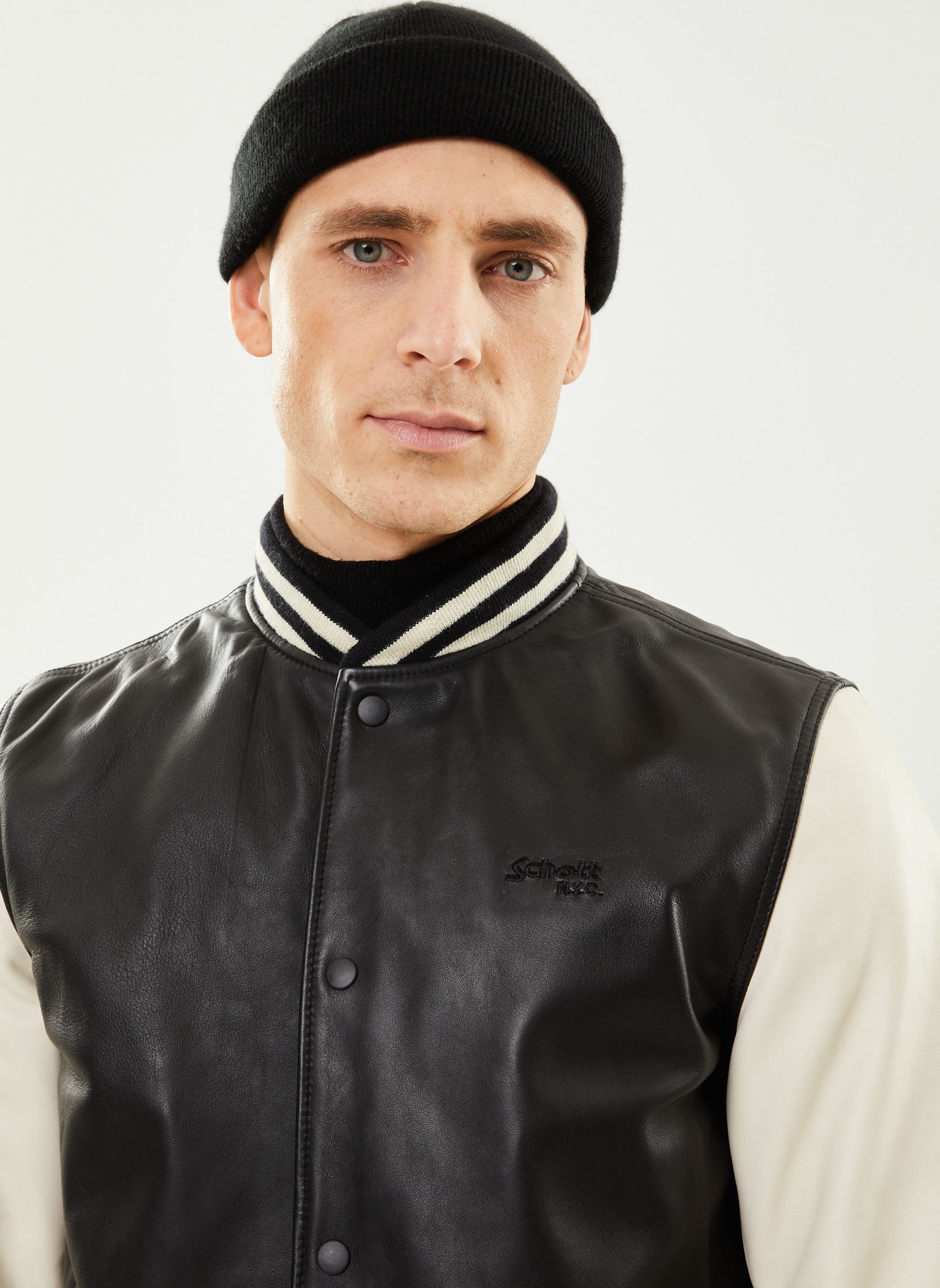 Blousons Teddy Bicolor Schott homme noir Schott Blousons Teddy Bicolor Schott homme noir BLACK / OFF-WHI