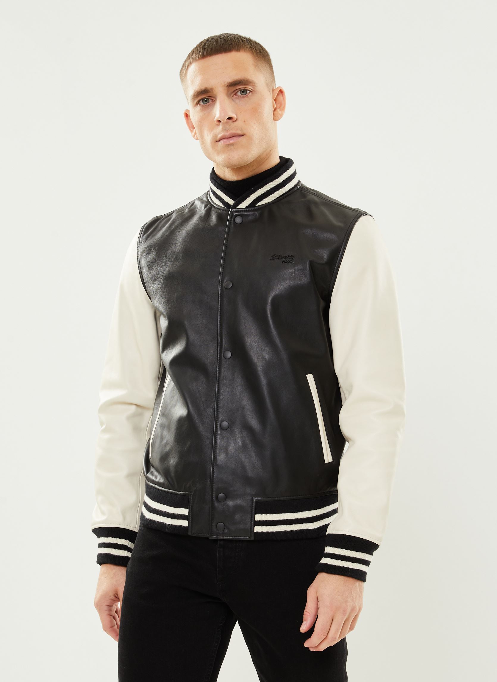 Blousons Teddy Bicolor Schott homme noir Schott Blousons Teddy Bicolor Schott homme noir BLACK / OFF-WHI