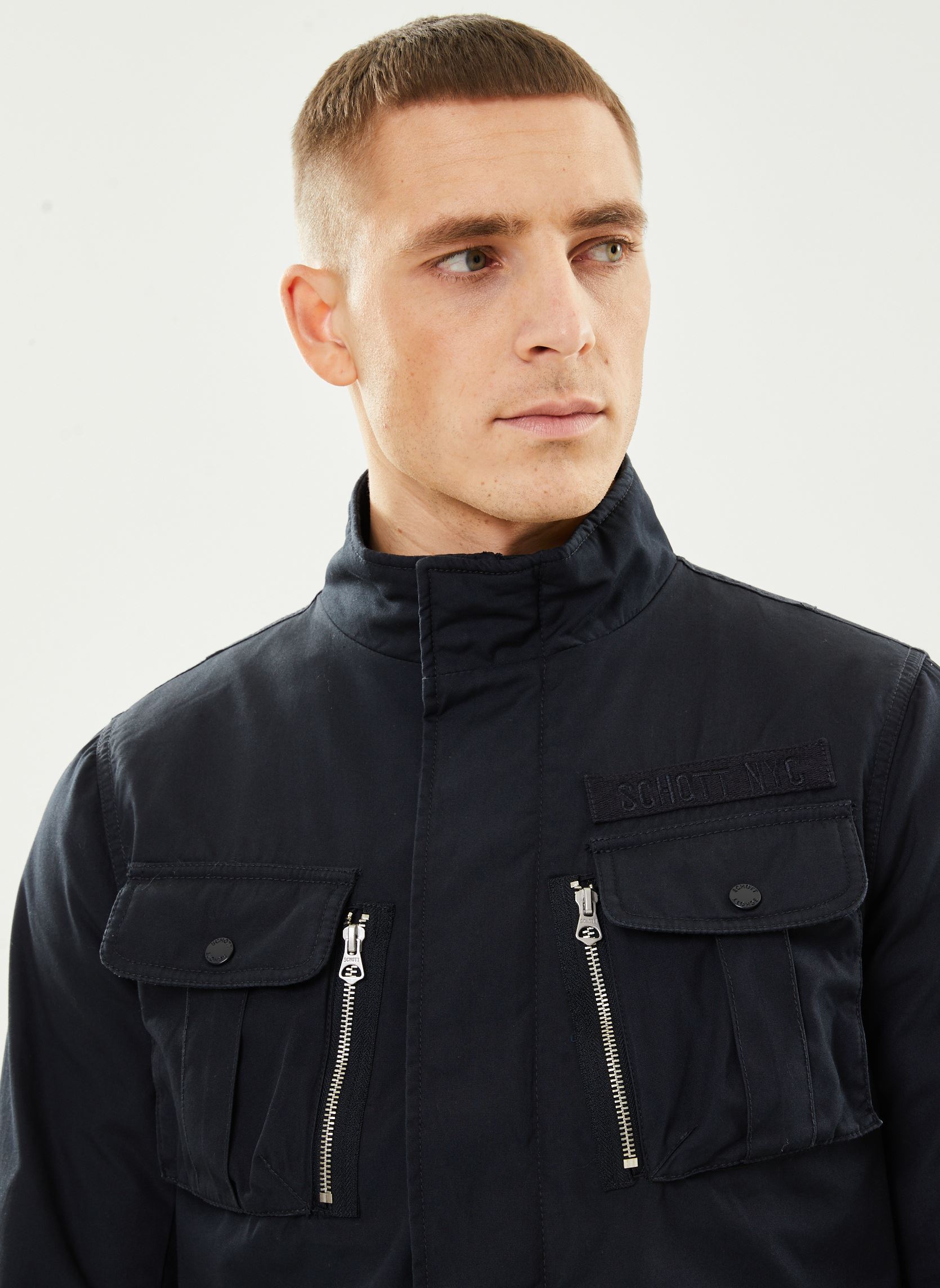 Vestes Blouson 4 Poches Badge Brode Poitrine Sc homme bleu Schott Vestes Blouson 4 Poches Badge Brode Poitrine Sc homme bleu NAVY