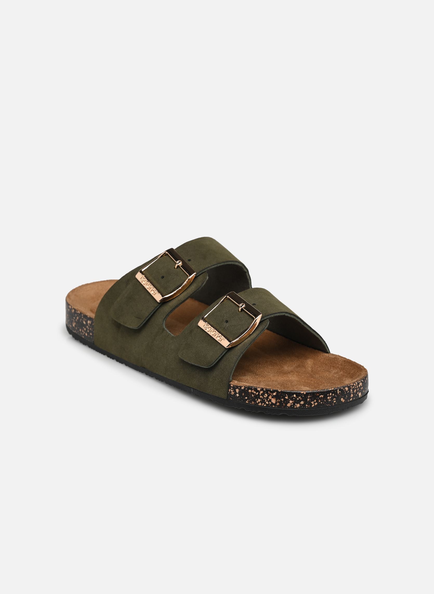 Muilen en klompen Mule dessus double bride patch everywear dames groen Isotoner Muilen en klompen Mule dessus double bride patch everywear dames groen KAKI