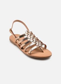 Sandales plates HIKA femme or et bronze