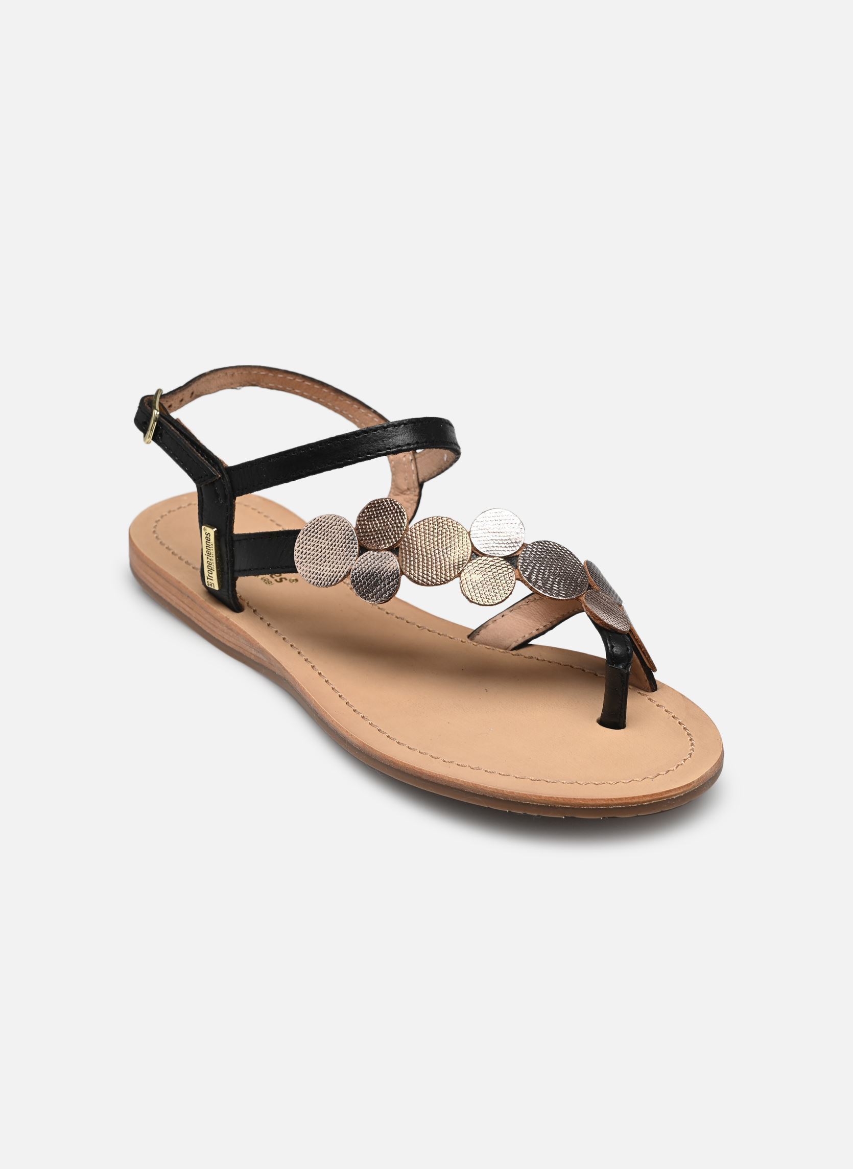 Platte sandalen HOLLY dames zwart Les Tropéziennes par M Belarbi Platte sandalen HOLLY dames zwart NOIR-OR