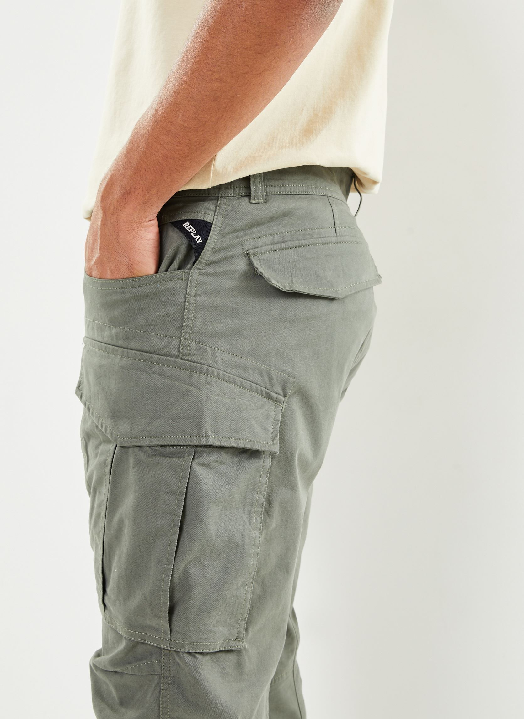 Jeans JOE pantalon cargo kaki clair homme vert Replay Jeans JOE pantalon cargo kaki clair homme vert Aviator Green