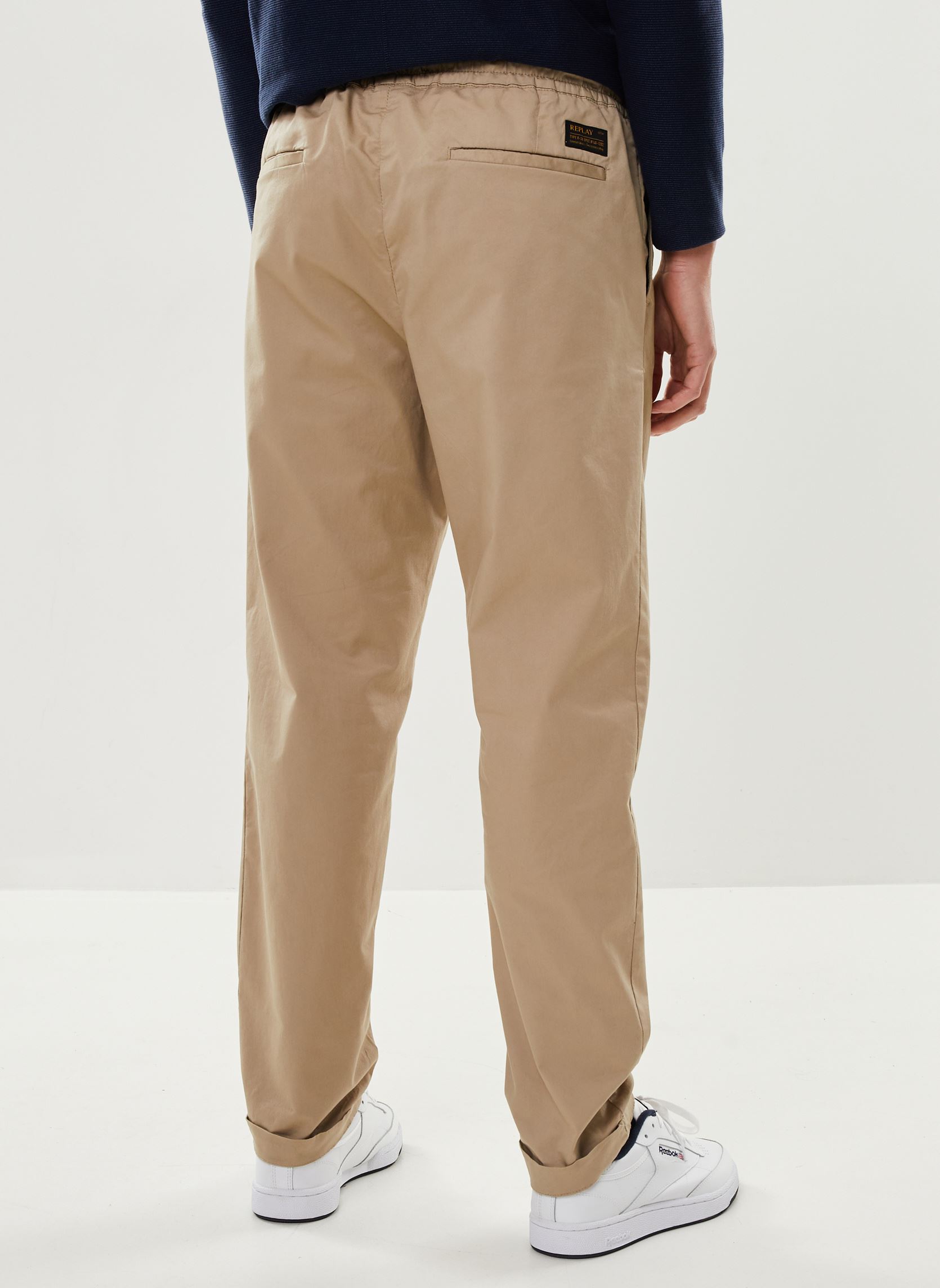Pantalons chino Chino taille elastic beige homme beige Replay Pantalons chino Chino taille elastic beige homme beige STONE