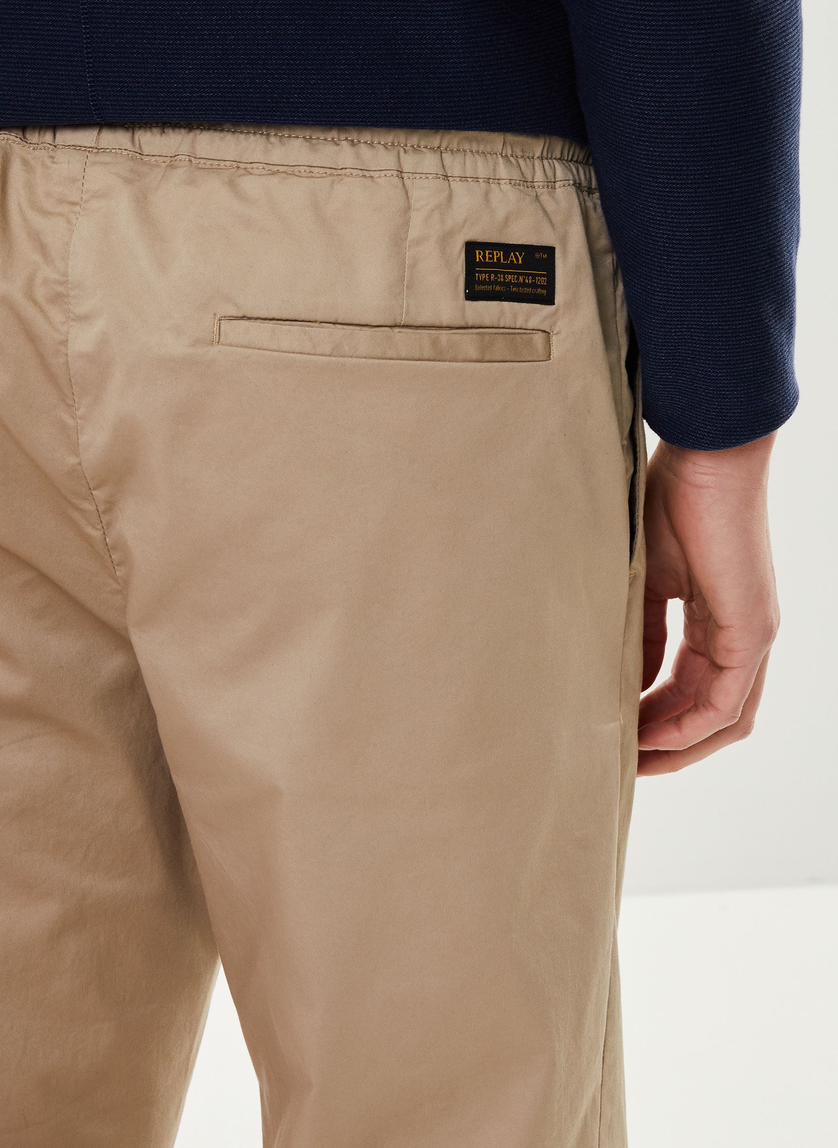 Pantalons chino Chino taille elastic beige homme beige Replay Pantalons chino Chino taille elastic beige homme beige STONE