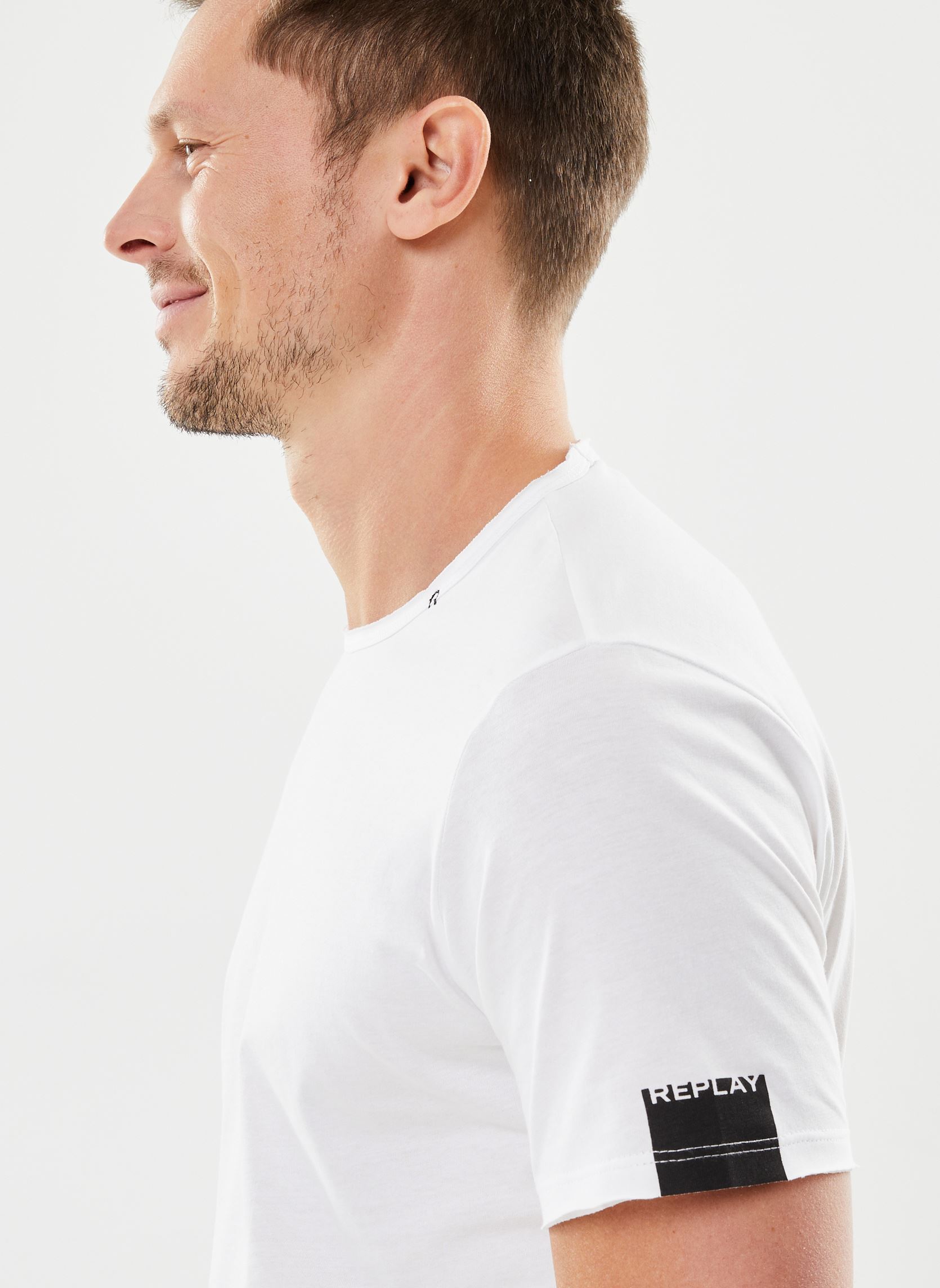 Kurzarm-T-Shirts T-shirt col rond basic blanc herren weiß Replay Kurzarm-T-Shirts T-shirt col rond basic blanc herren weiß White
