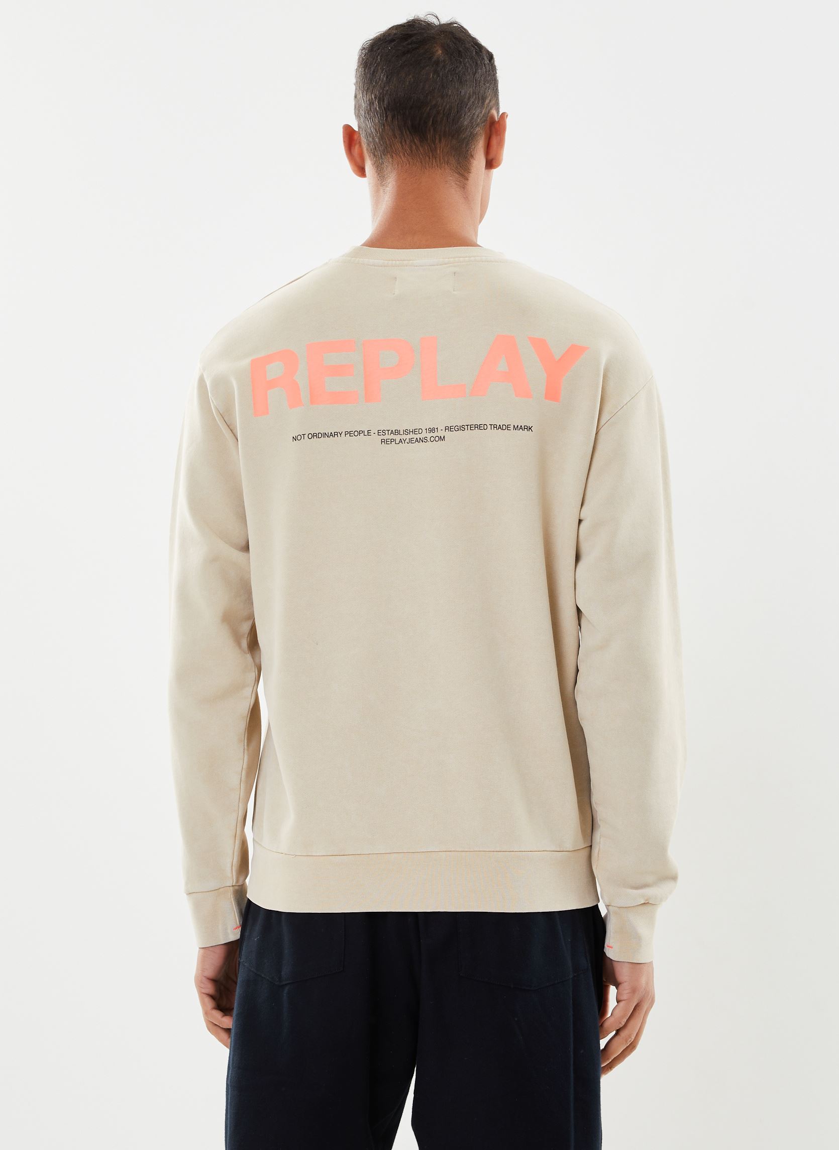 Vêtements Replay Sweat delave gros logo jaune fluo dos pour Accessoires - vue 2