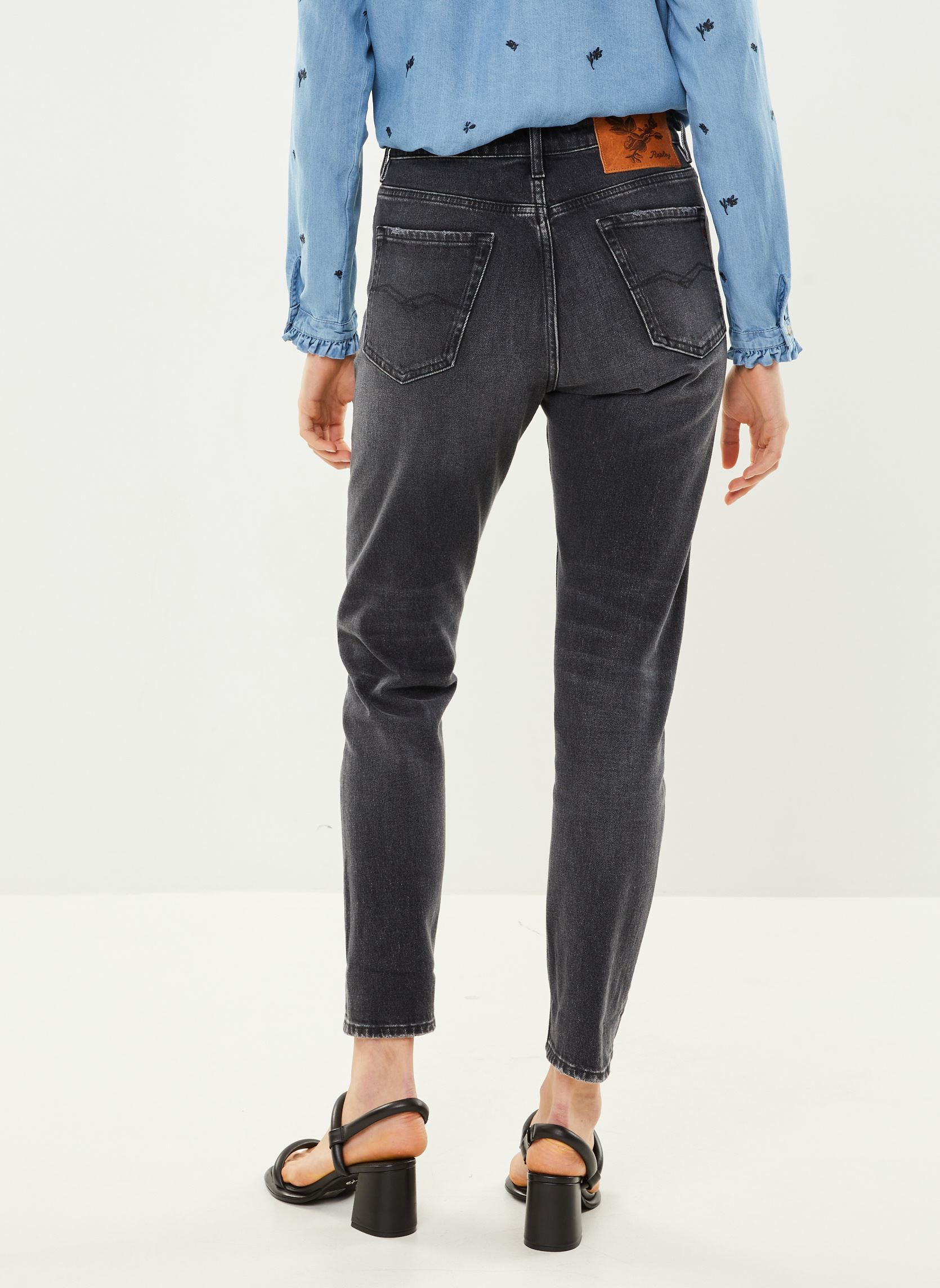 Jeans mom MAIJKE jean coupe droit noir delavé femme gris Replay Jeans mom MAIJKE jean coupe droit noir delavé femme gris DARK GREY