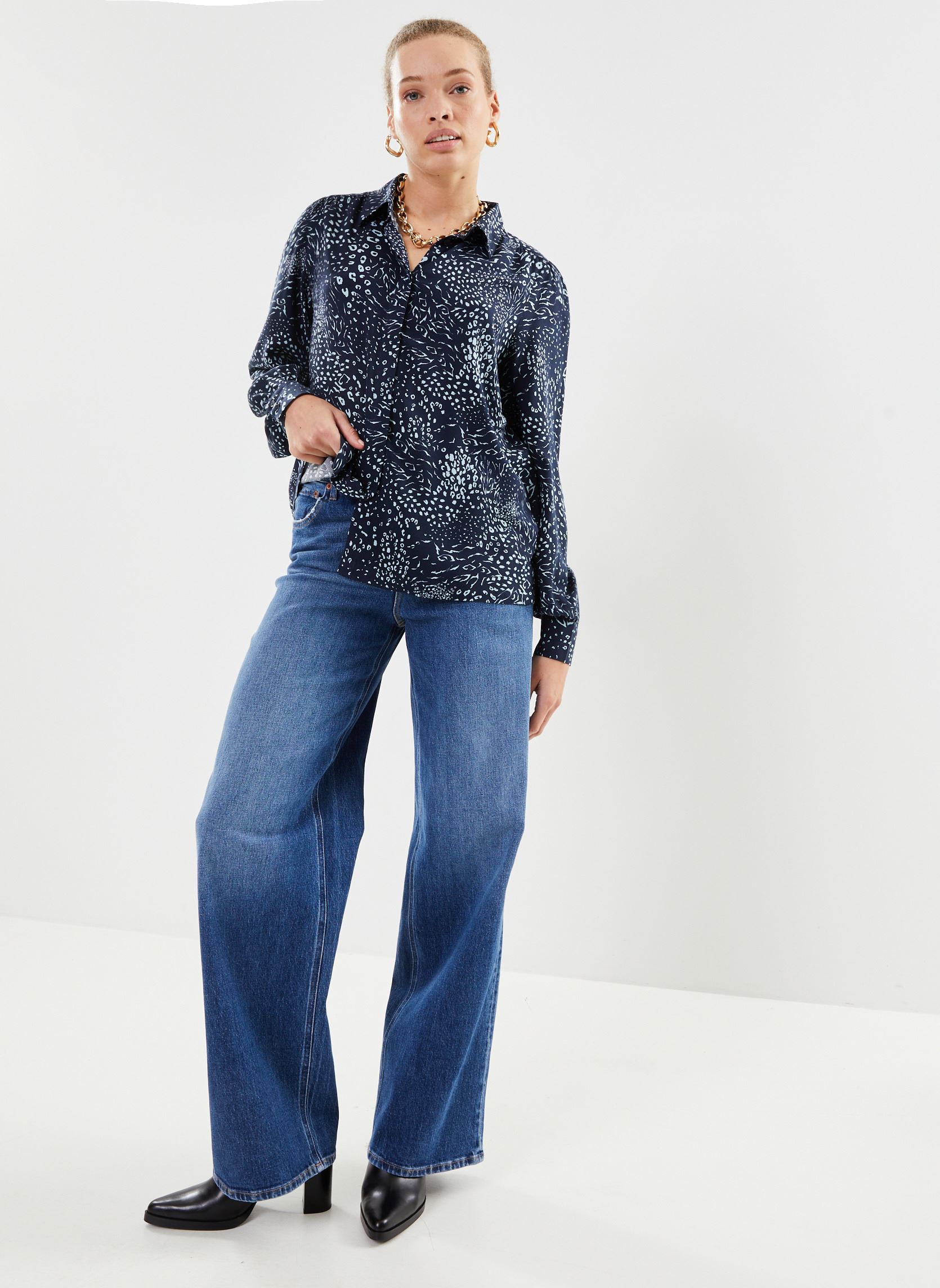 Wijde jeans / Flared Jeans CARY jean large medium blue dames blauw Replay Wijde jeans / Flared Jeans CARY jean large medium blue dames blauw MEDIUM BLUE
