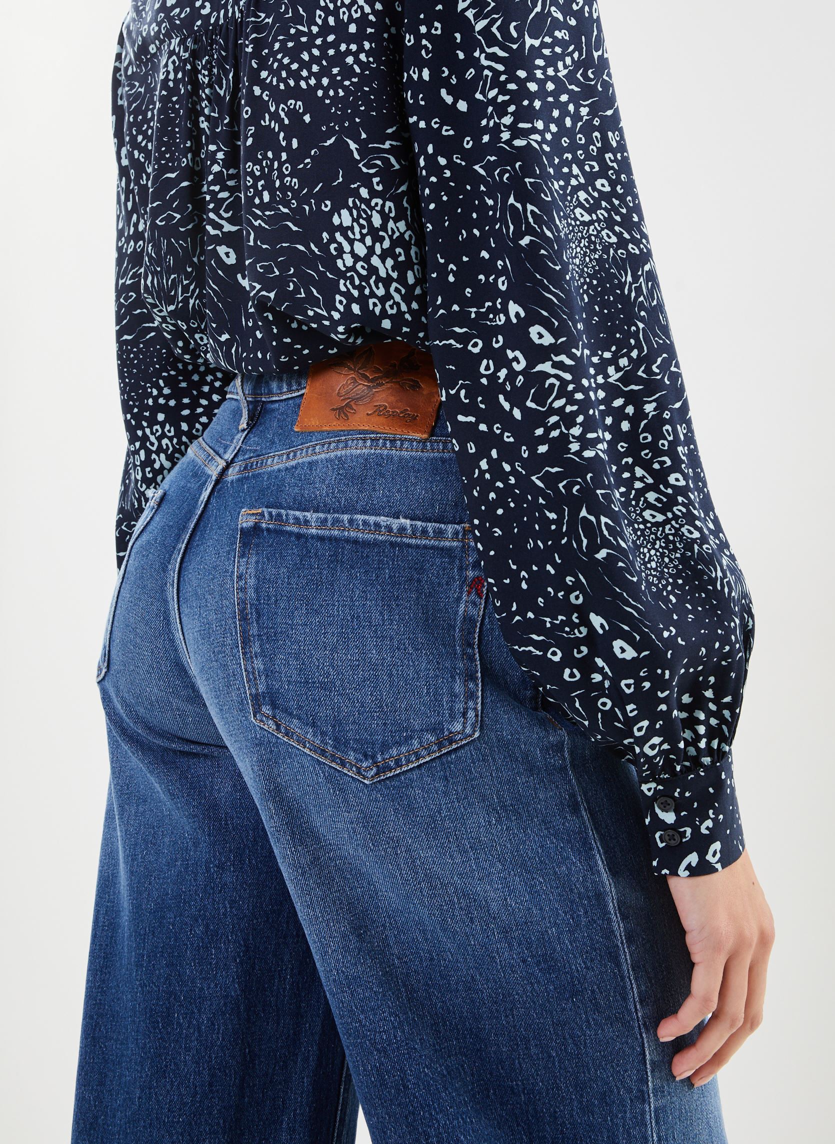 Wijde jeans / Flared Jeans CARY jean large medium blue dames blauw Replay Wijde jeans / Flared Jeans CARY jean large medium blue dames blauw MEDIUM BLUE