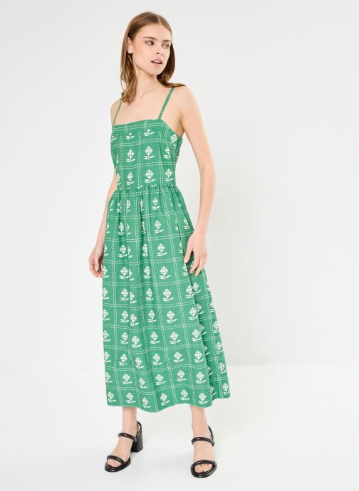 The Tiny Big Sister Robe maxi - Pixelated Flowers Straps Dress (Vert ...