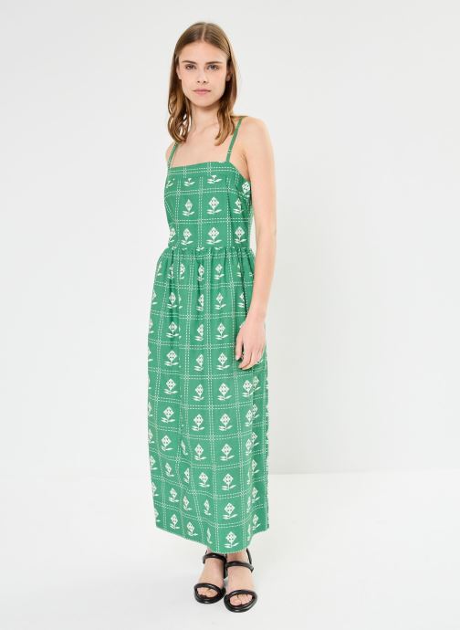 The Tiny Big Sister Robe maxi - Pixelated Flowers Straps Dress (Vert ...